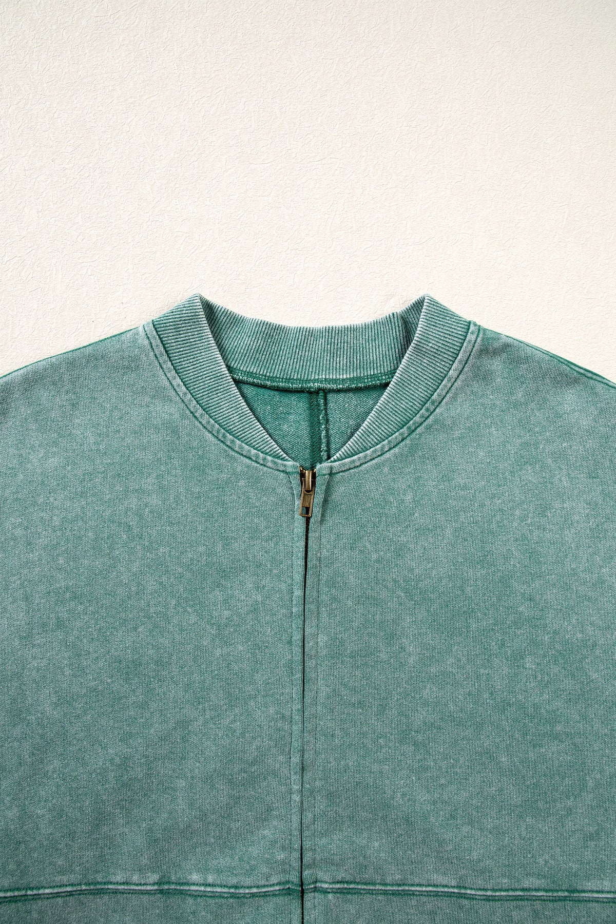 Evergreen Mineral Washed Zip Open-Front Jacket Style Cotton Sweatshirt-Tops/Sweatshirts & Hoodies-[Adult]-[Female]-2022 Online Blue Zone Planet