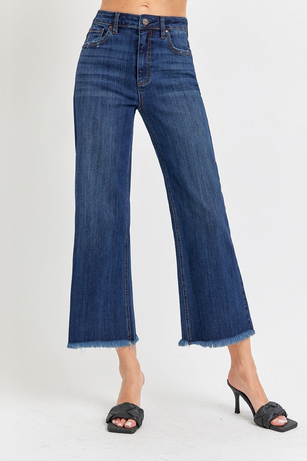 RISEN Full Size Raw Hem Cropped Wide Leg Jeans-BOTTOMS SIZES SMALL MEDIUM LARGE-[Adult]-[Female]-2022 Online Blue Zone Planet