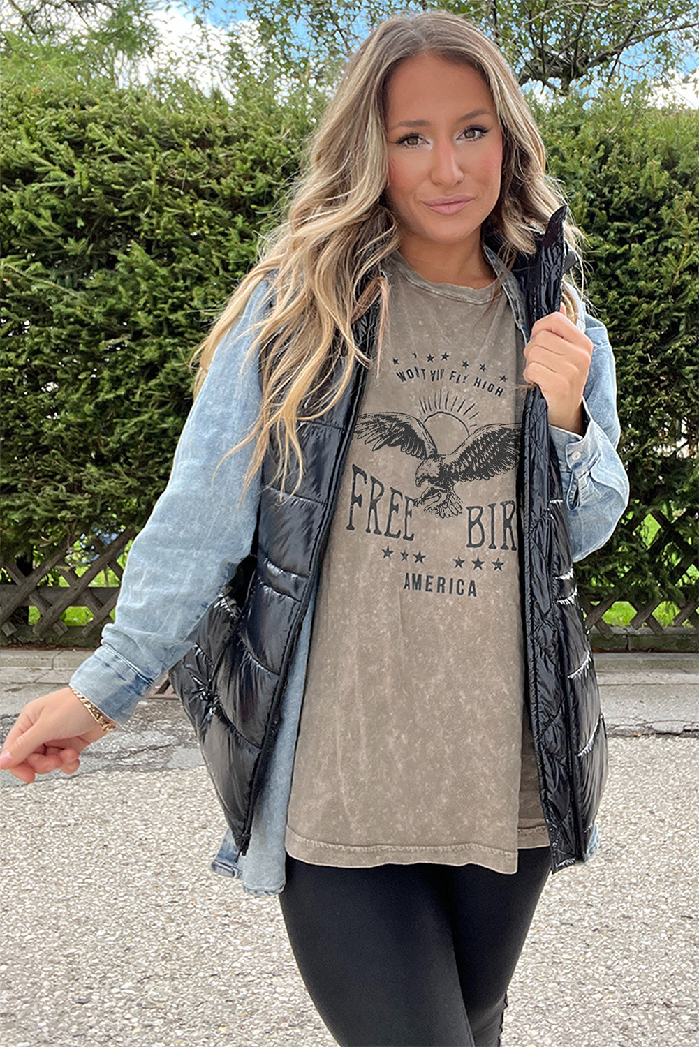 Parchment America Free Bird Vintage Graphic Mineral Washed Tee-Tops/Tops & Tees-[Adult]-[Female]-2022 Online Blue Zone Planet