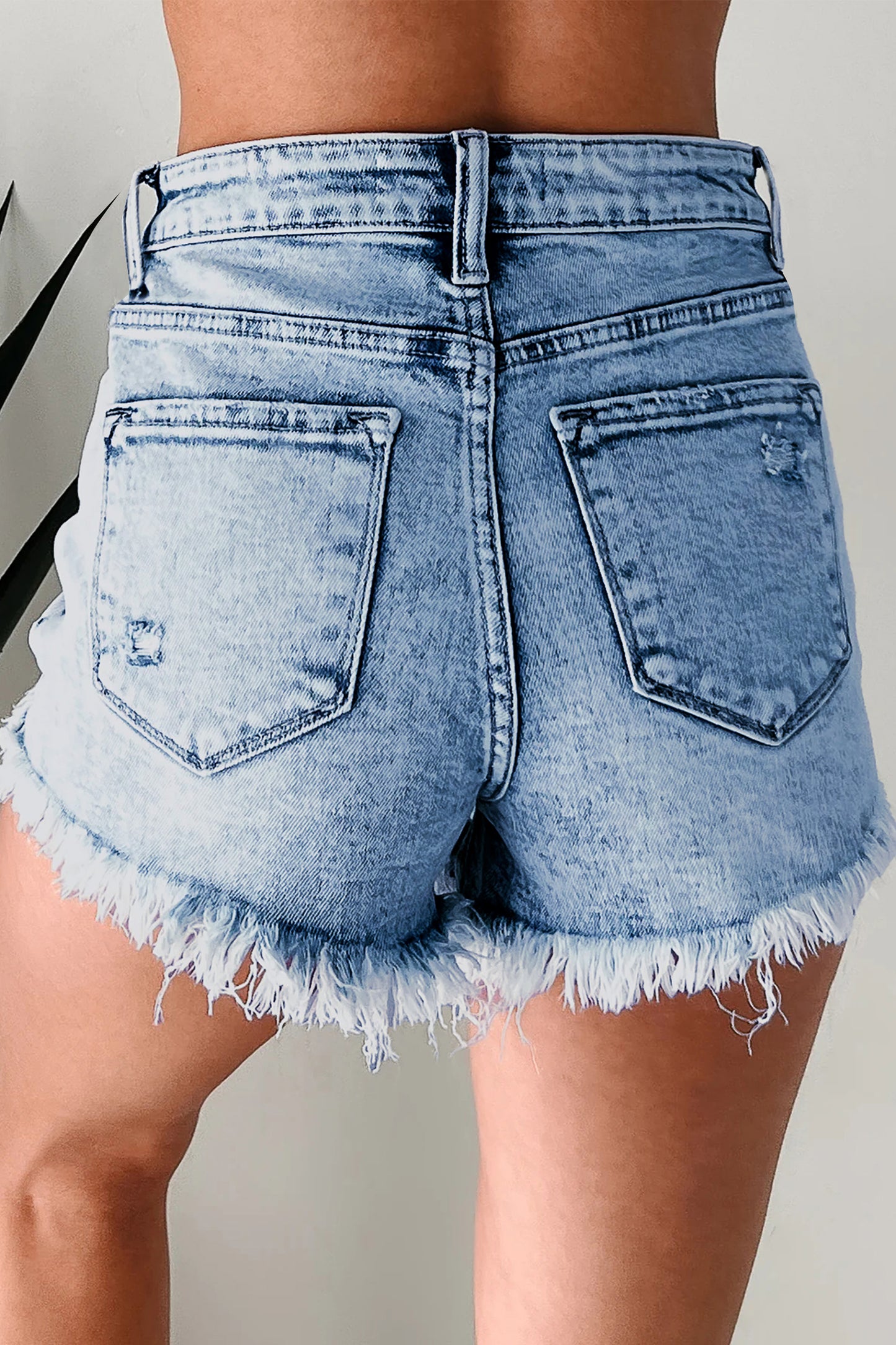 Beau Blue Distressed Acid Wash Denim Hot Shorts-Bottoms/Denim Shorts-[Adult]-[Female]-2022 Online Blue Zone Planet