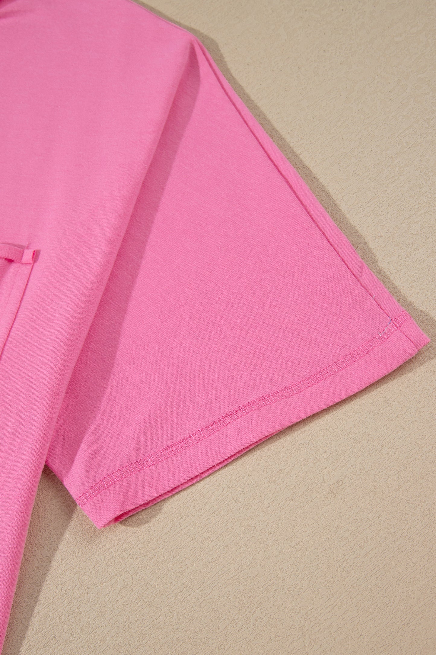 Strawberry Pink Raw Edge Patch Pocket Oversized Top and Shorts Set-Two Piece Sets/Short Sets-[Adult]-[Female]-2022 Online Blue Zone Planet