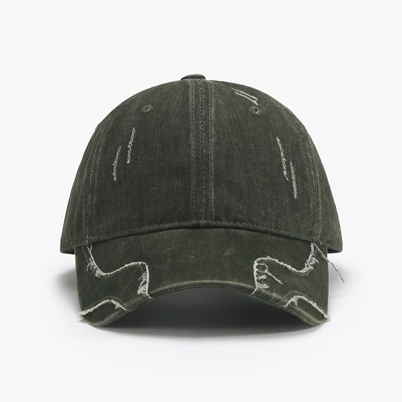 Blue Zone Planet | Raw Hem Adjustable Cap-HATS-[Adult]-[Female]-Army Green-One Size-2022 Online Blue Zone Planet