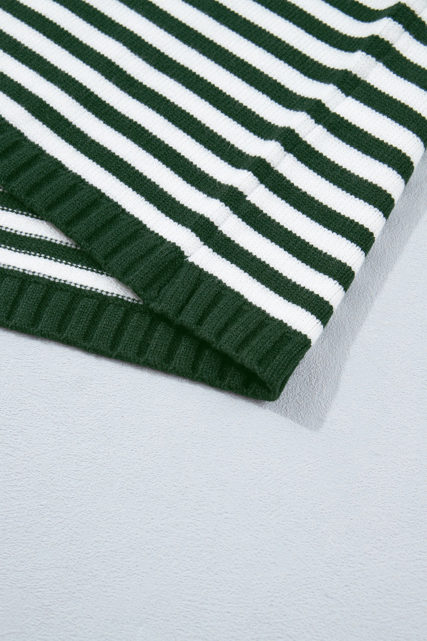 Green Stripe Striped Button Placket Drop Shoulder Long Sleeve Sweater-Sweaters & Cardigans/Sweaters-[Adult]-[Female]-2022 Online Blue Zone Planet