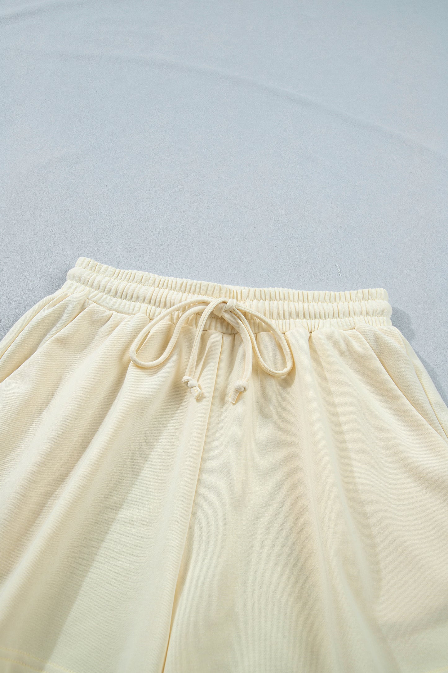 White Contrast Leopard Bow Patched V Neck Loose Tee Drawstring Shorts 2pcs Outfit-Two Piece Sets/Short Sets-[Adult]-[Female]-2022 Online Blue Zone Planet