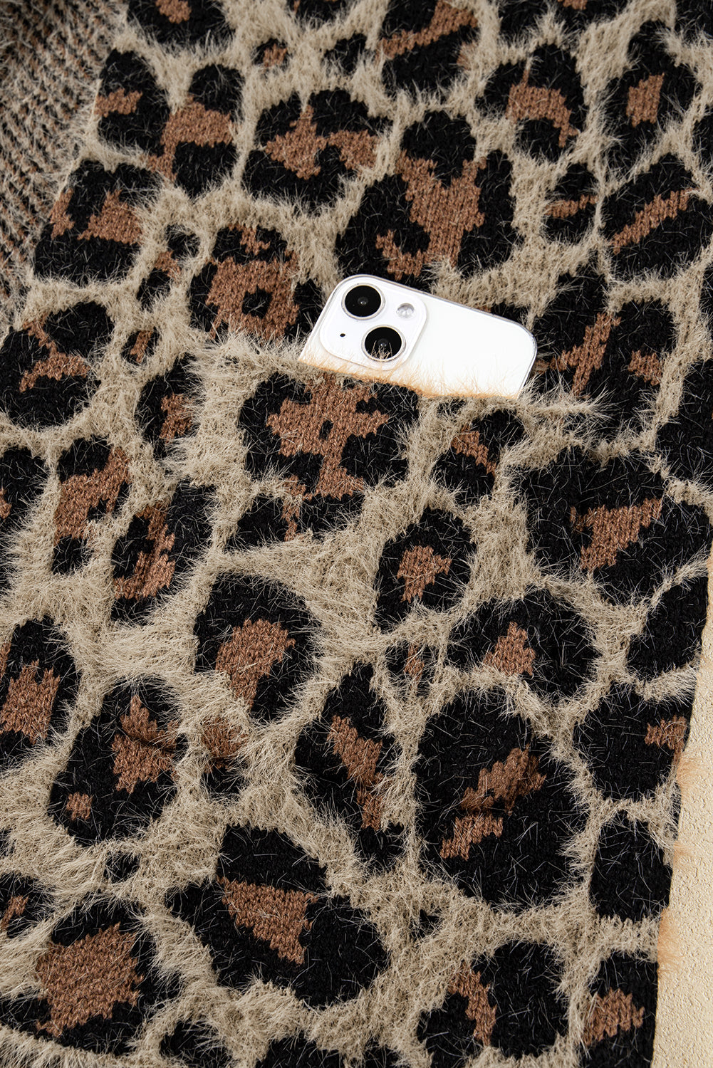 Brown Leopard Open Casual Cardigan-Sweaters & Cardigans/Cardigans-[Adult]-[Female]-2022 Online Blue Zone Planet