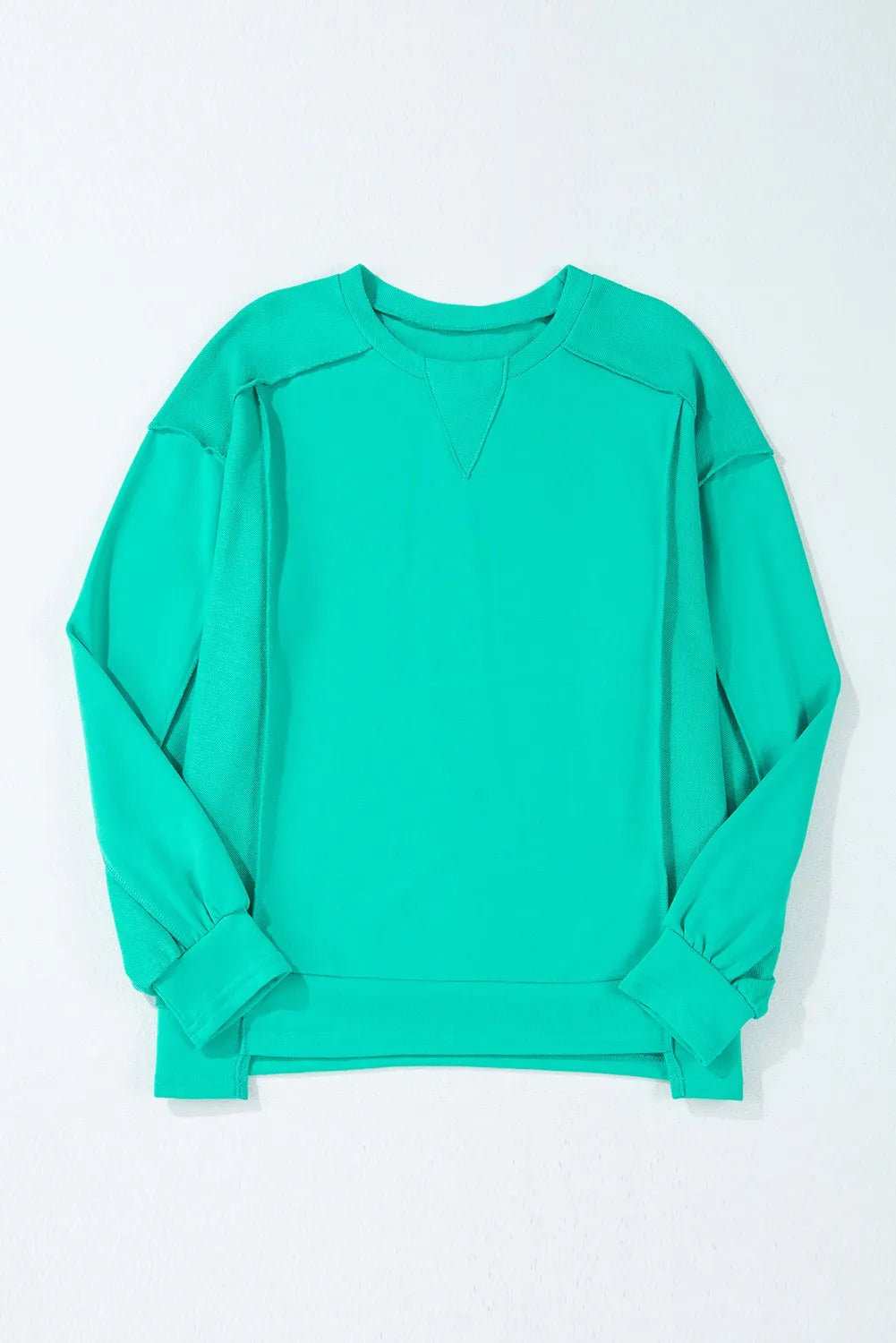 Exposed Seam Round Neck Long Sleeve Sweatshirt-TOPS / DRESSES-[Adult]-[Female]-2022 Online Blue Zone Planet