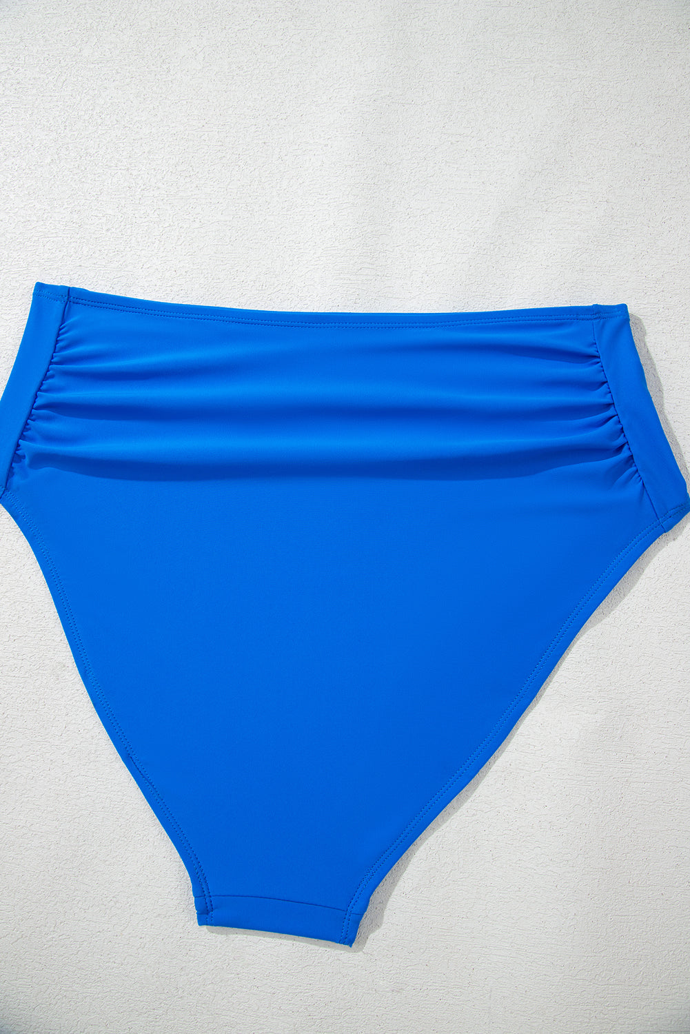 Blue Colorblock Square Neck Top Pleated High Waisted Bikini-Swimwear/High Waisted Swimsuit-[Adult]-[Female]-2022 Online Blue Zone Planet