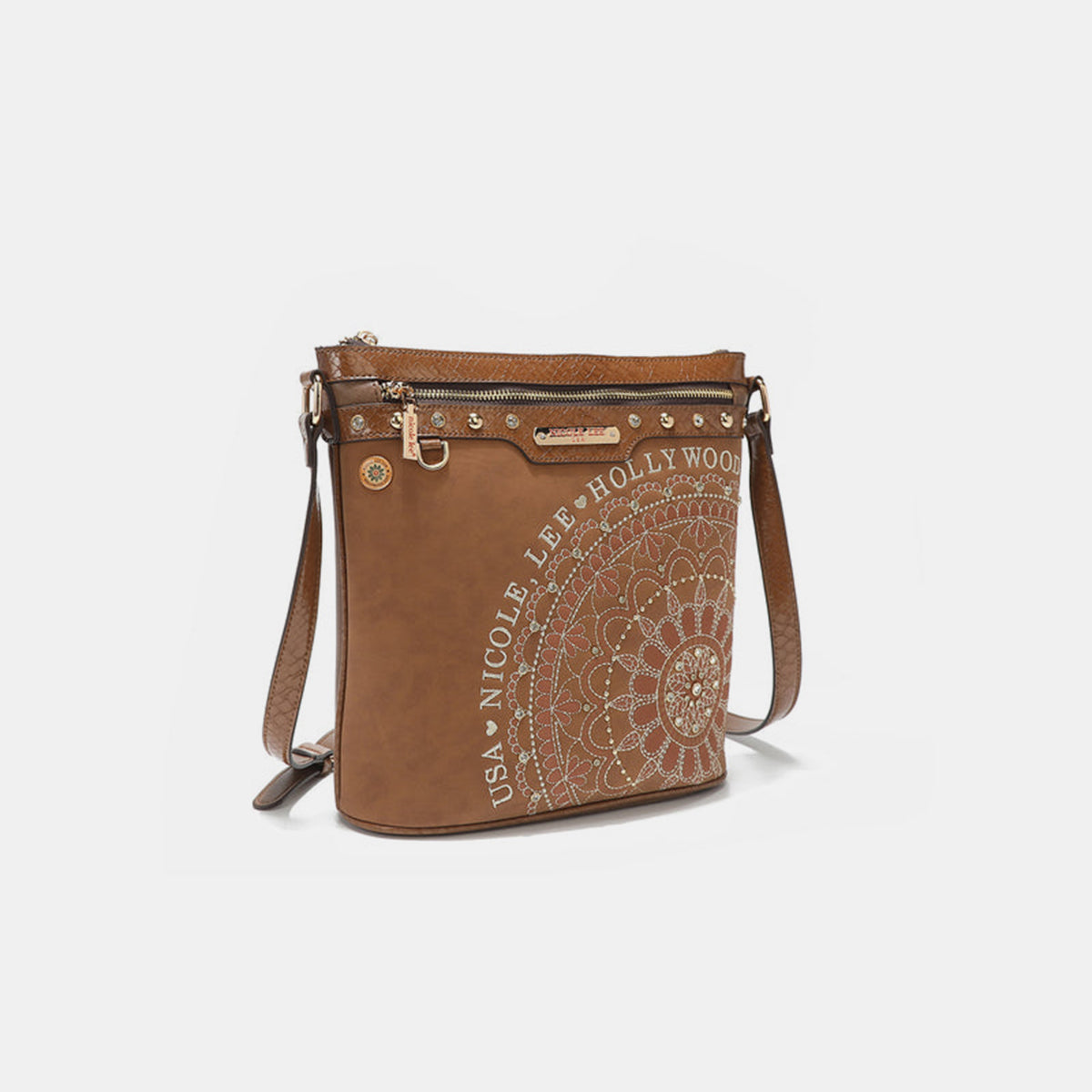 Blue Zone Planet | Nicole Lee USA Metallic Stitching Embroidery Inlaid Rhinestone Crossbody Bag-TOPS / DRESSES-[Adult]-[Female]-2022 Online Blue Zone Planet