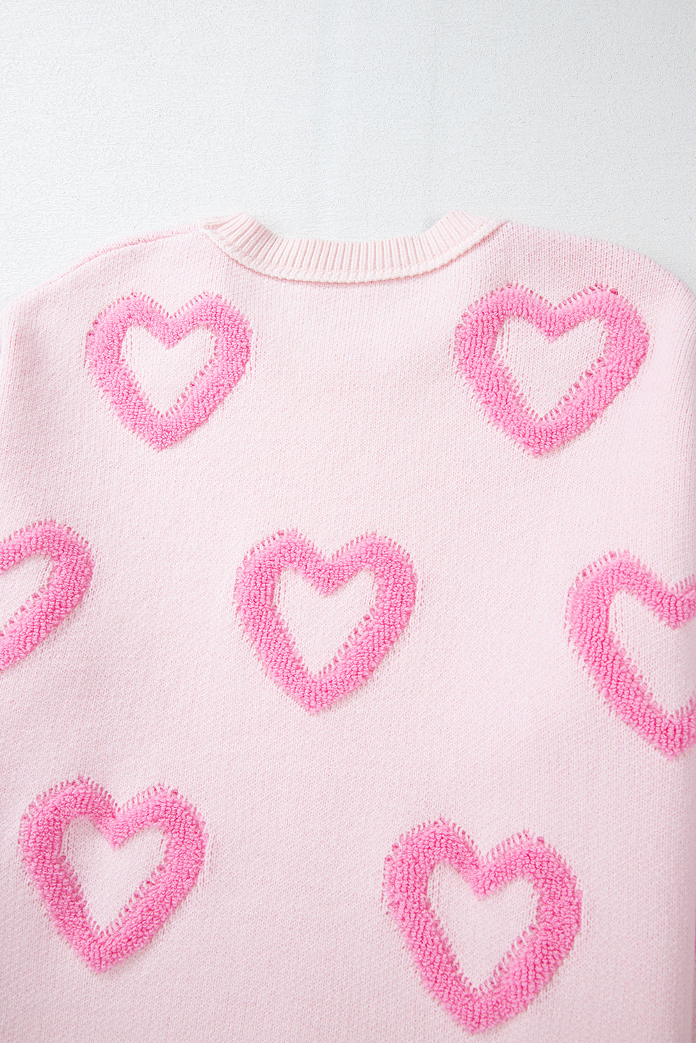 Blue Zone Planet | Pink Heart Shape Bubble Sleeve Baggy Sweater-Sweaters-[Adult]-[Female]-2022 Online Blue Zone Planet