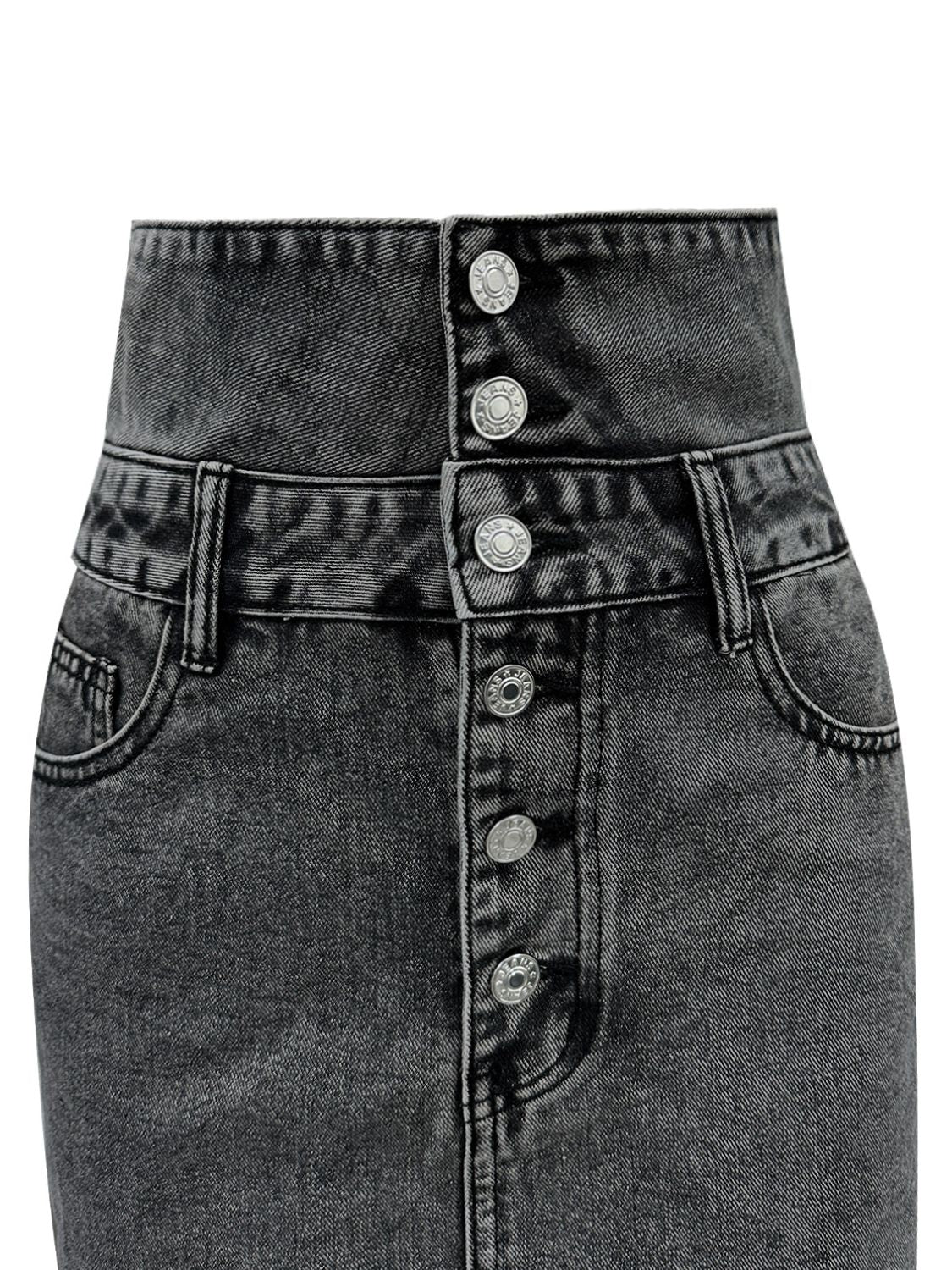 Raw Hem High Waist Denim Skirt-BOTTOMS SIZES SMALL MEDIUM LARGE-[Adult]-[Female]-2022 Online Blue Zone Planet