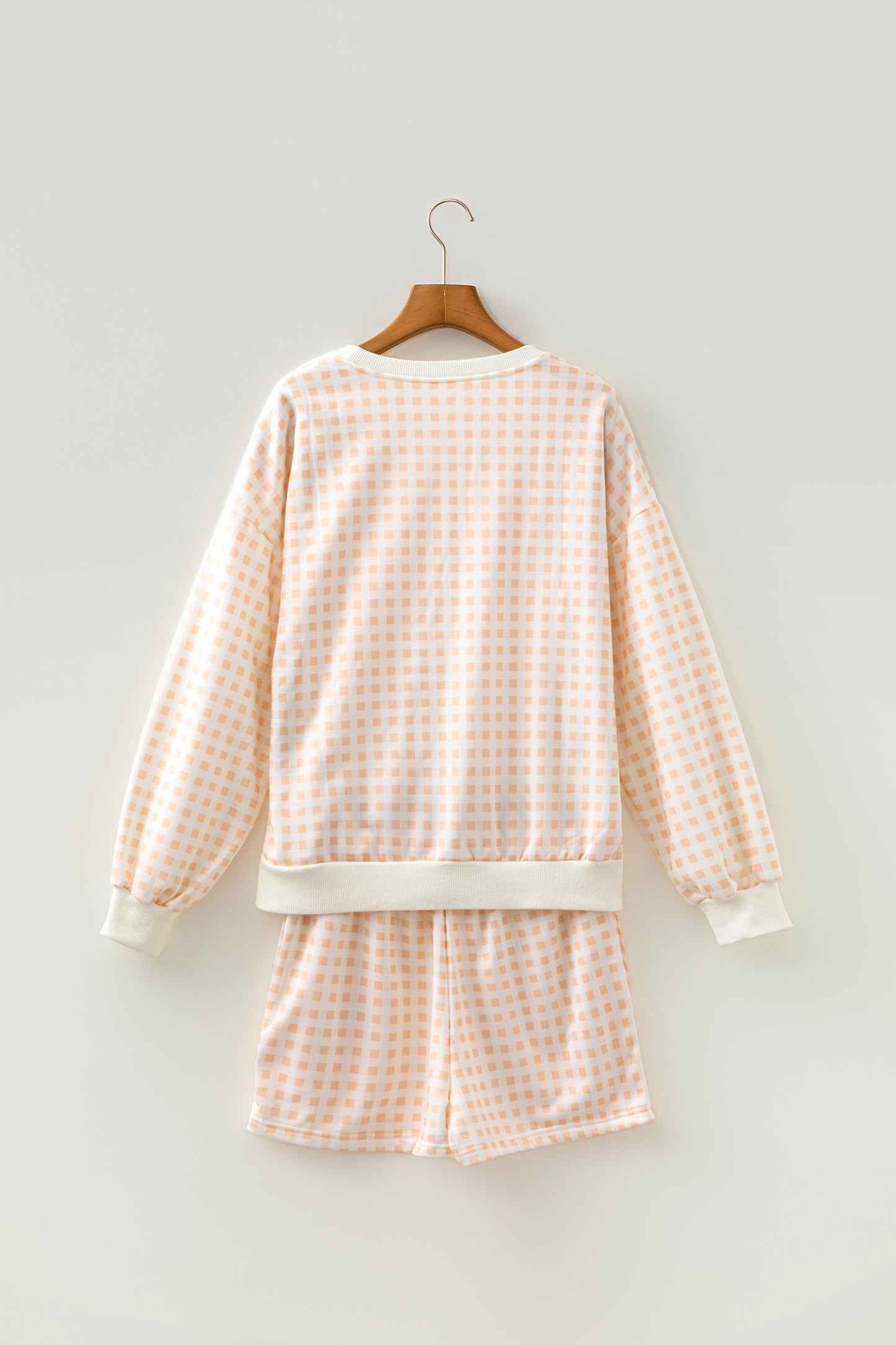Yellow Plaid Baggy Pullover Drawstring Casual Shorts 2pcs Outfit-Two Piece Sets/Short Sets-[Adult]-[Female]-2022 Online Blue Zone Planet