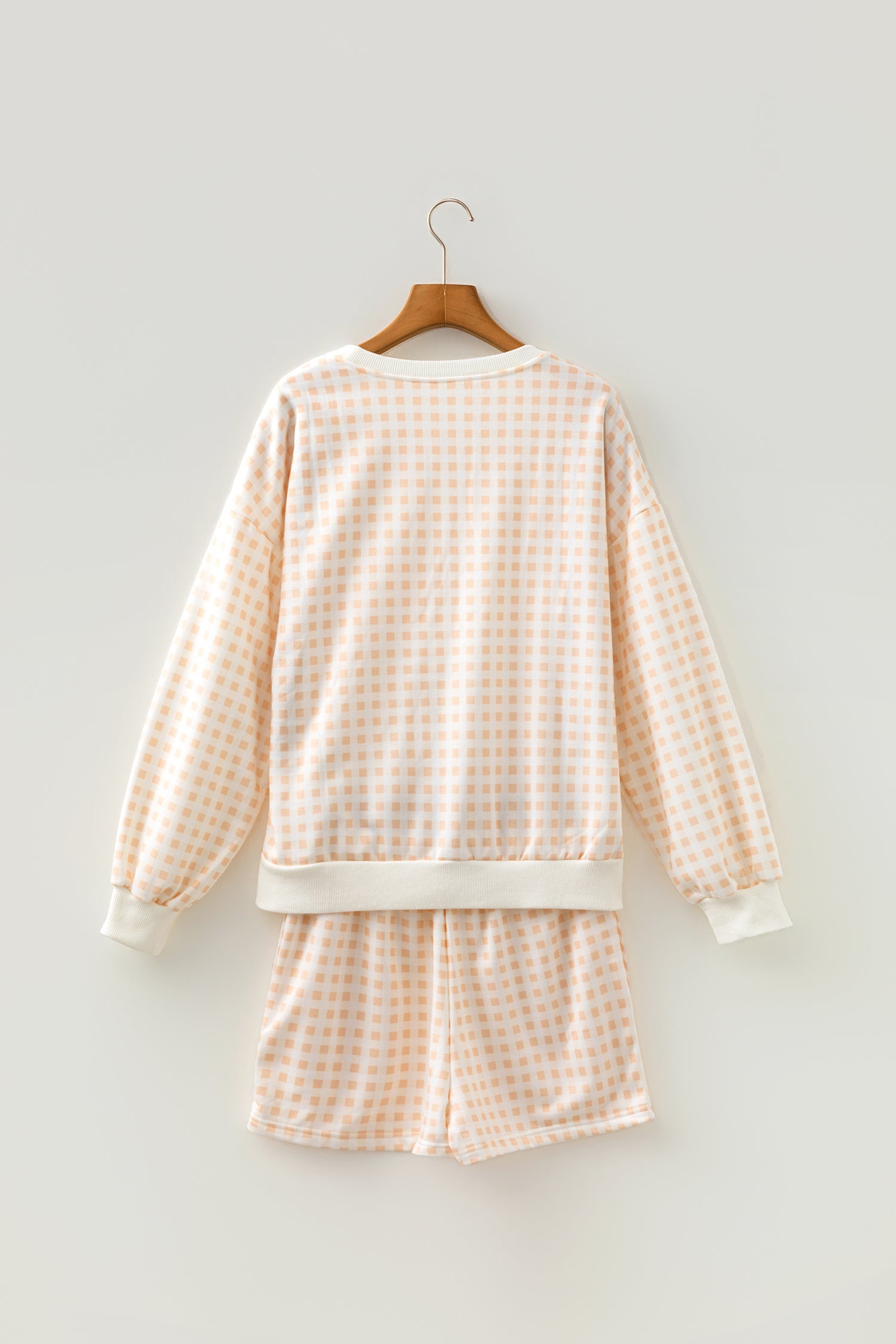 Yellow Plaid Baggy Pullover Drawstring Casual Shorts 2pcs Outfit-Two Piece Sets/Short Sets-[Adult]-[Female]-2022 Online Blue Zone Planet