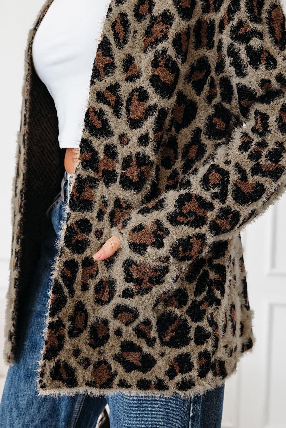 Brown Leopard Open Casual Cardigan-Sweaters & Cardigans/Cardigans-[Adult]-[Female]-2022 Online Blue Zone Planet
