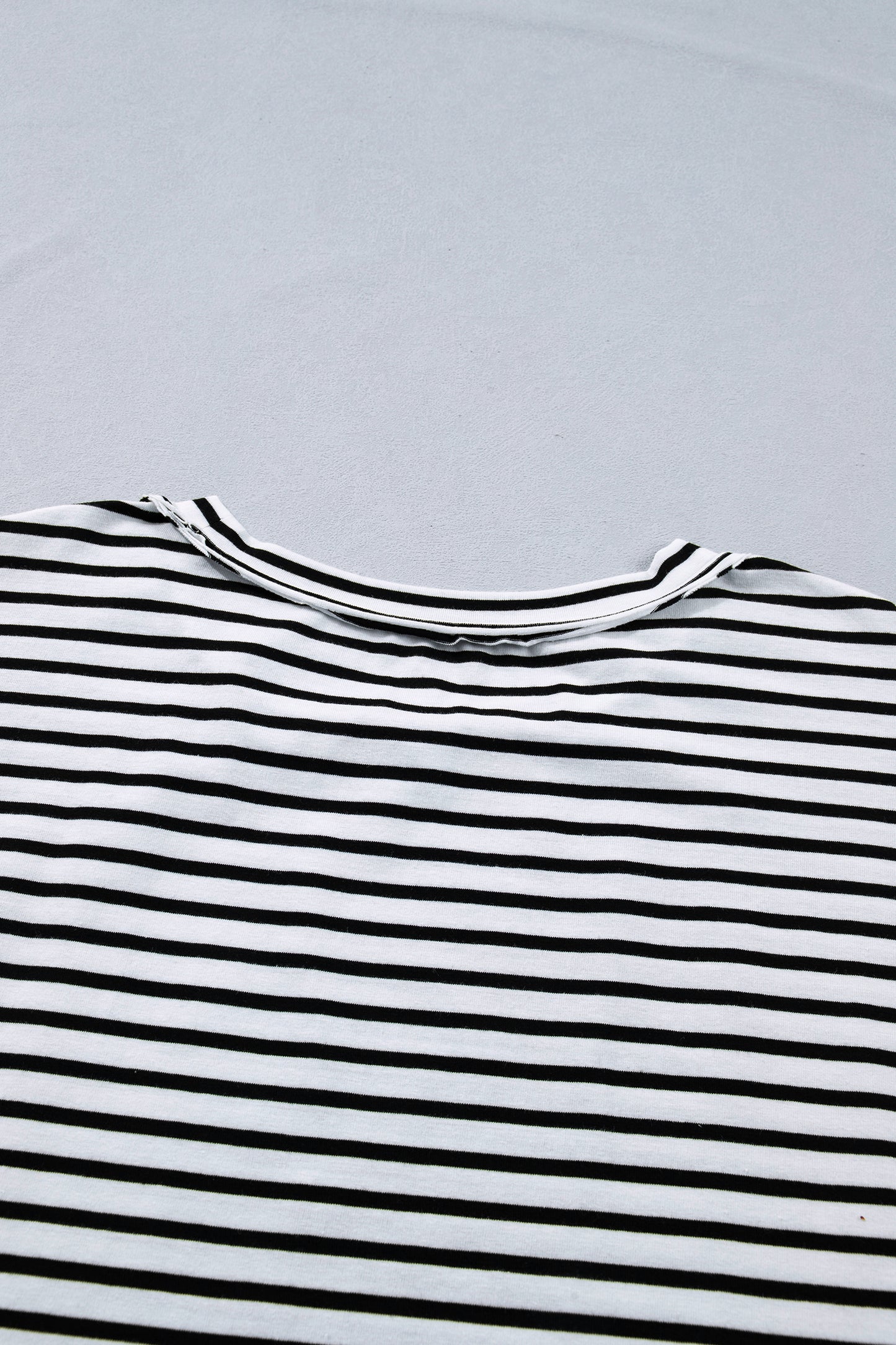Black Stripe Plus Size Striped Short Sleeve Top with Floral Puff Sleeves-Plus Size/Plus Size Tops/Plus Size Blouses & Shirts-[Adult]-[Female]-2022 Online Blue Zone Planet