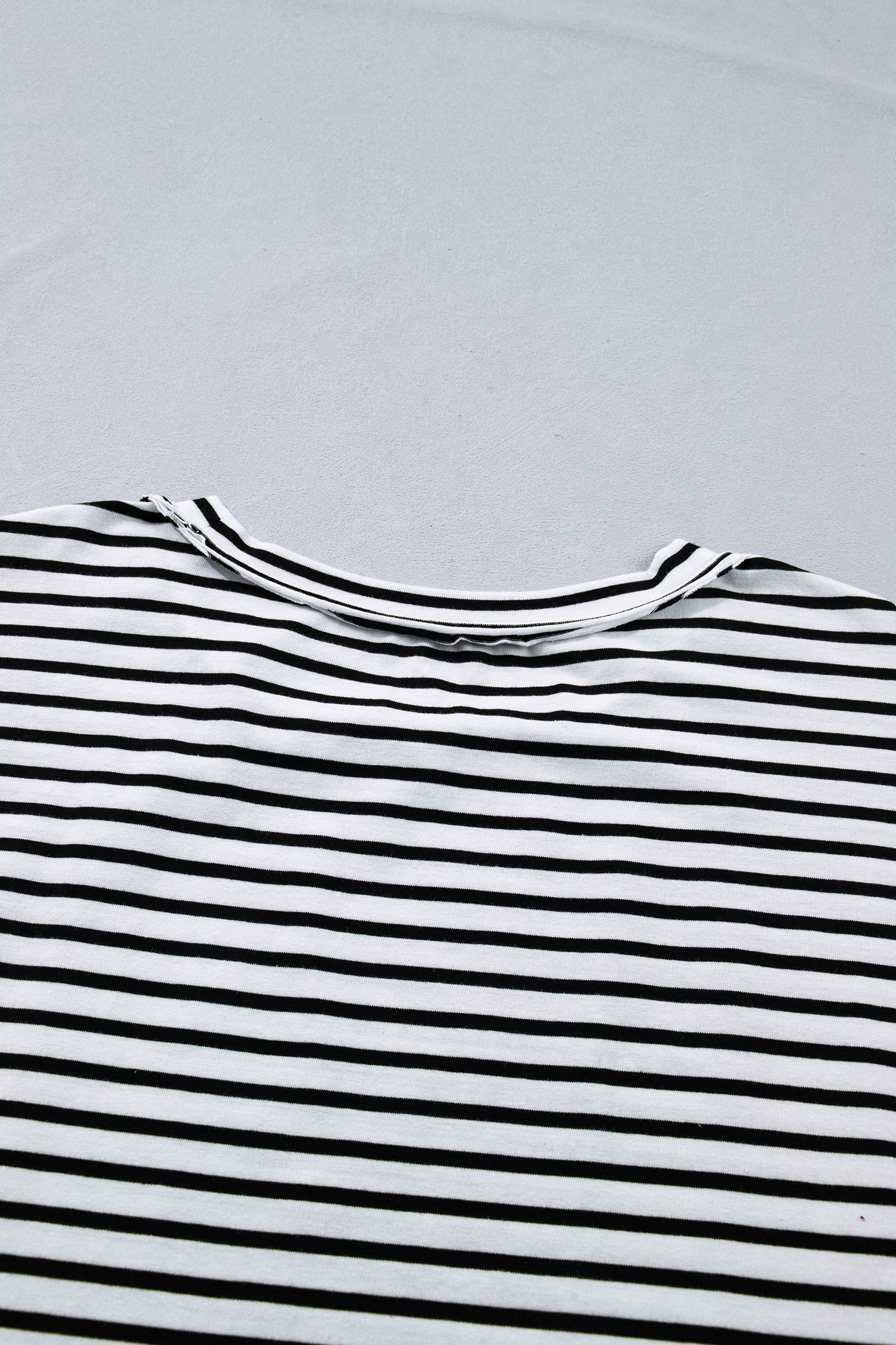 Black Stripe Plus Size Striped Short Sleeve Top with Floral Puff Sleeves-Plus Size/Plus Size Tops/Plus Size Blouses & Shirts-[Adult]-[Female]-2022 Online Blue Zone Planet