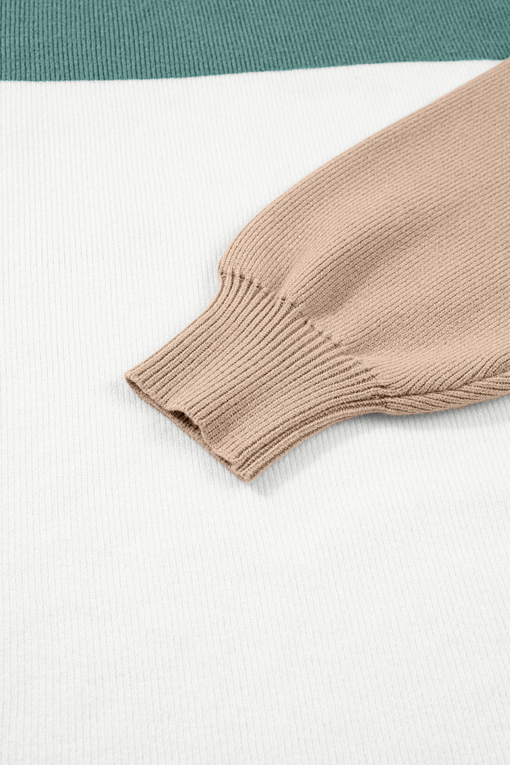 Green Color Block Plain Ribbed Knit Baggy Sweater-TOPS / DRESSES-[Adult]-[Female]-2022 Online Blue Zone Planet