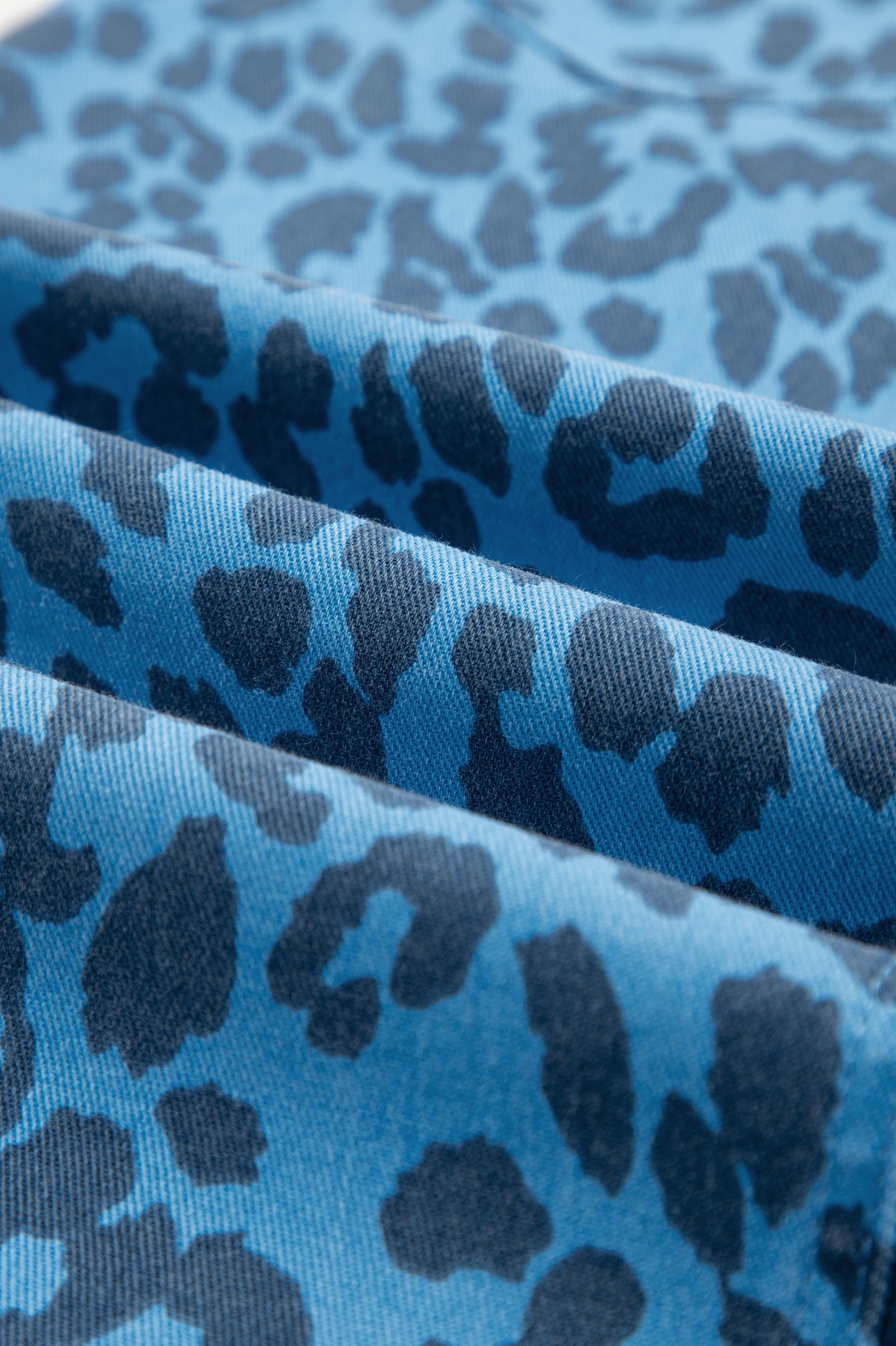 Sky Blue Leopard Denim Frayed Split Denim Midi Skirt-Bottoms/Skirts & Petticoat-[Adult]-[Female]-2022 Online Blue Zone Planet