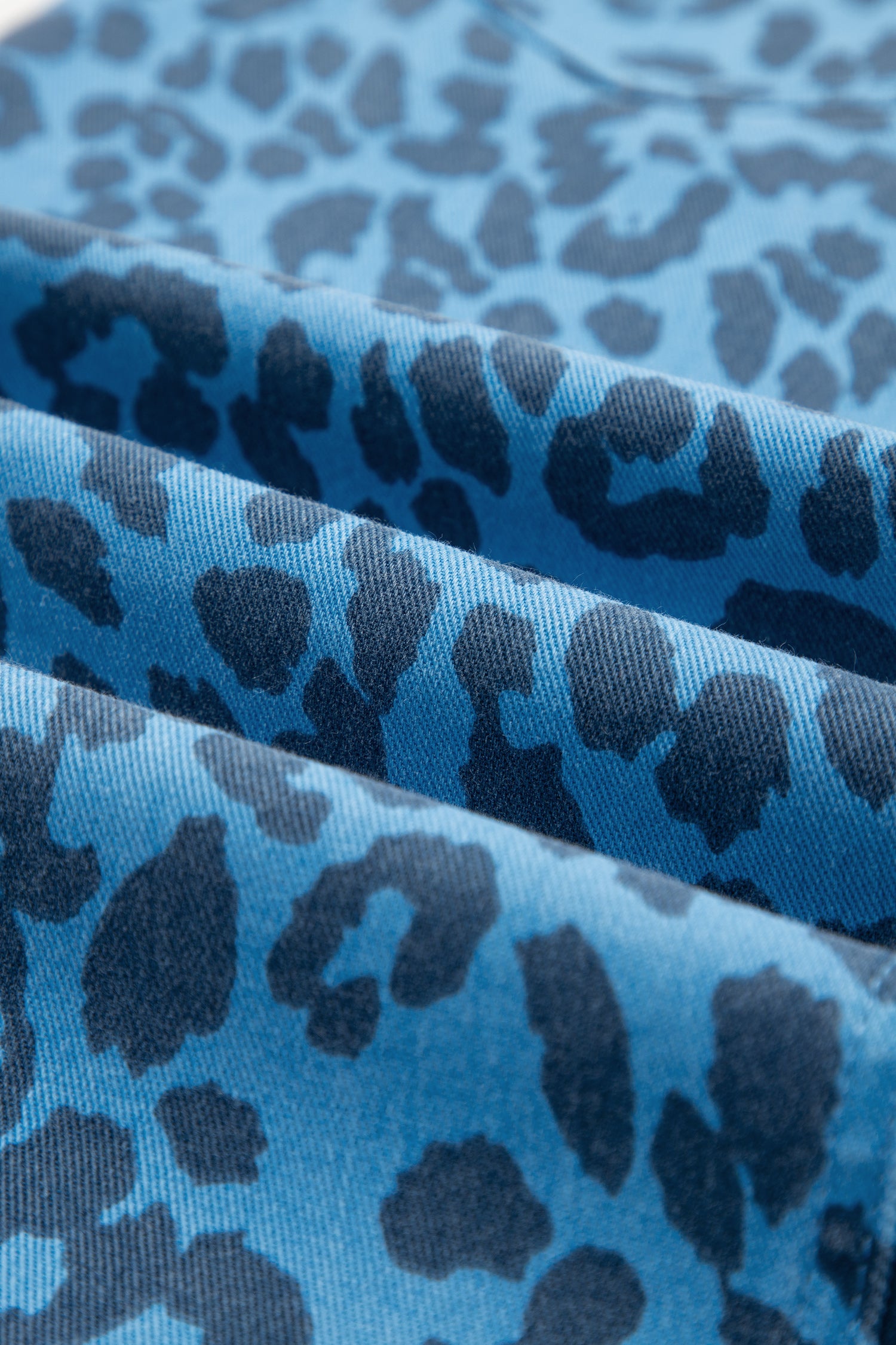 Sky Blue Leopard Denim Frayed Split Denim Midi Skirt-Bottoms/Skirts & Petticoat-[Adult]-[Female]-2022 Online Blue Zone Planet