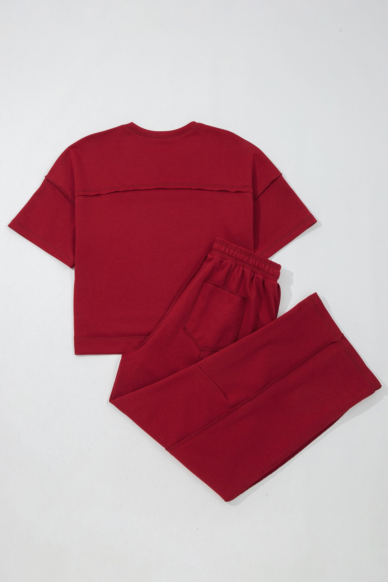 Racing Red Drop Shoulder Boxy Tee and Barrel Pants Set-Two Piece Sets/Pant Sets-[Adult]-[Female]-2022 Online Blue Zone Planet