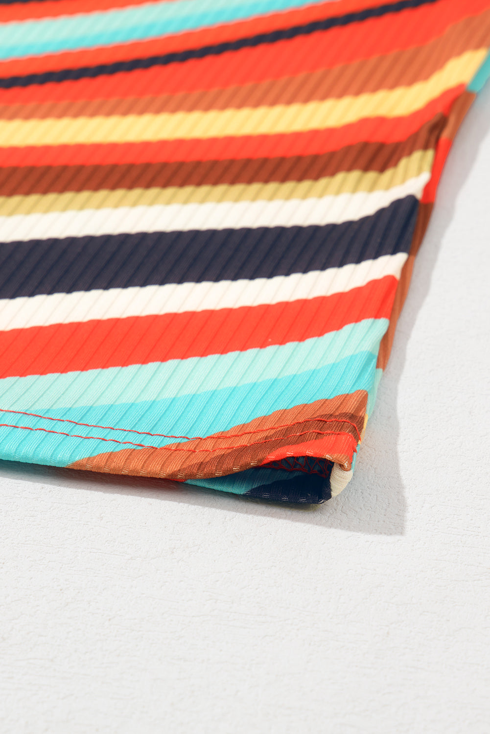 Multicolour Wavy Striped Buttoned V Neck Tank Top-Tops/Tank Tops-[Adult]-[Female]-2022 Online Blue Zone Planet