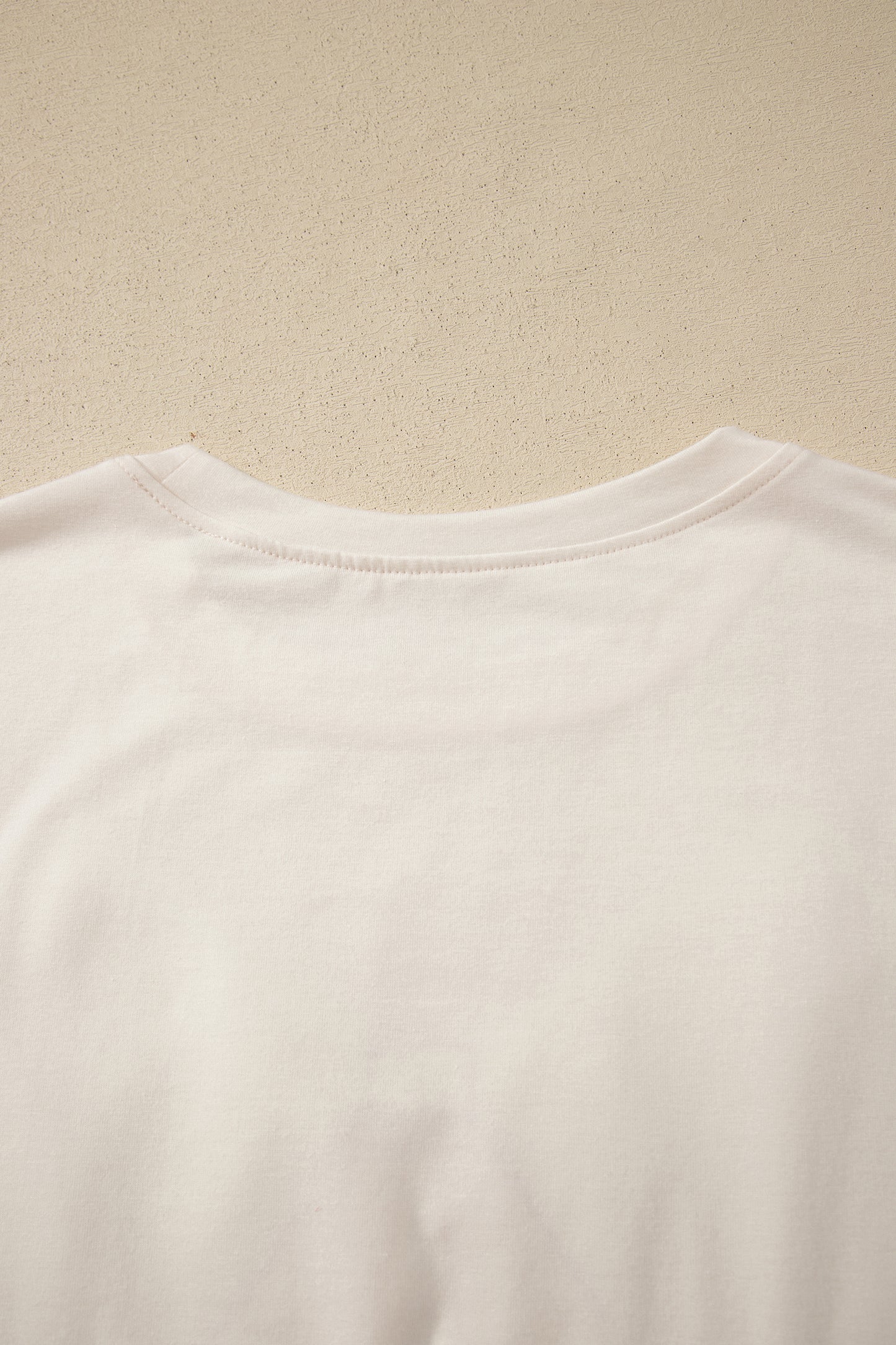 White Loose Knit Vintage Flag Bow Patched T Shirt-Tops/Tops & Tees-[Adult]-[Female]-2022 Online Blue Zone Planet