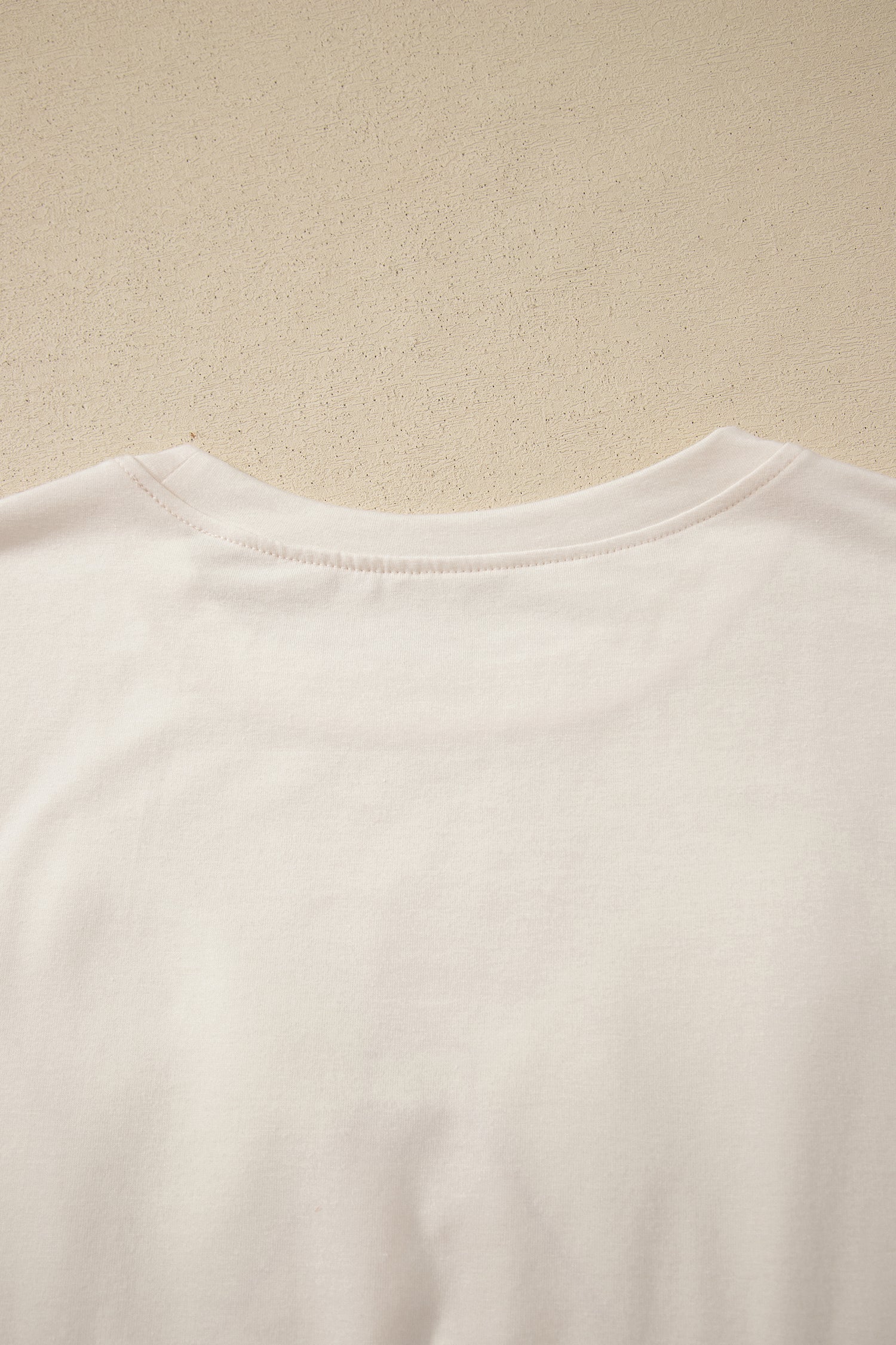 White Loose Knit Vintage Flag Bow Patched T Shirt-Tops/Tops & Tees-[Adult]-[Female]-2022 Online Blue Zone Planet