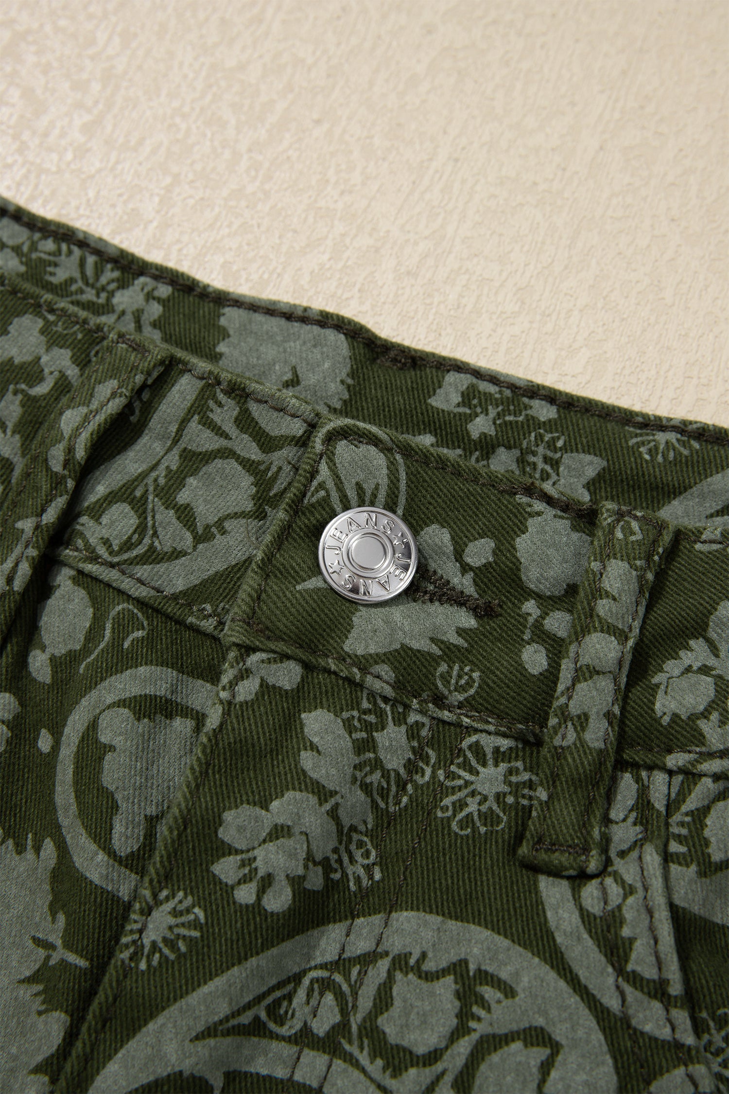Green Paisley Print Harem Denim Pants-Bottoms/Jeans-[Adult]-[Female]-2022 Online Blue Zone Planet