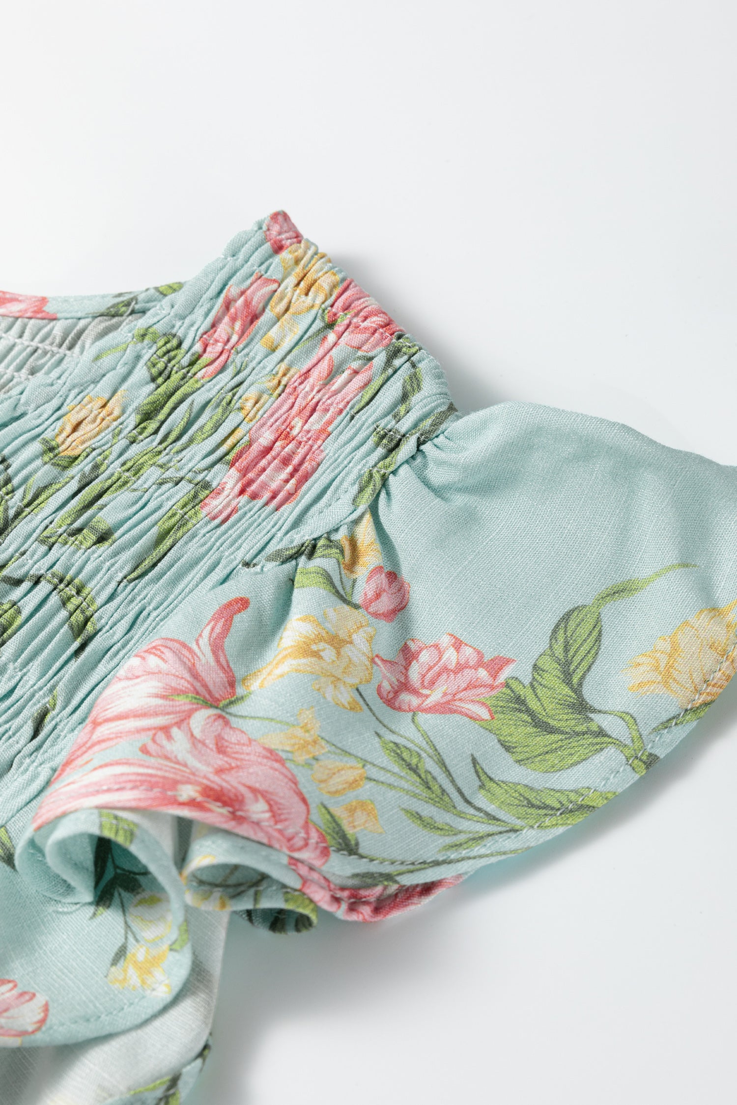 Yellow Smocked Bodice Ruffled Sleeveless Tiered Floral Maxi Dress-TOPS / DRESSES-[Adult]-[Female]-2022 Online Blue Zone Planet