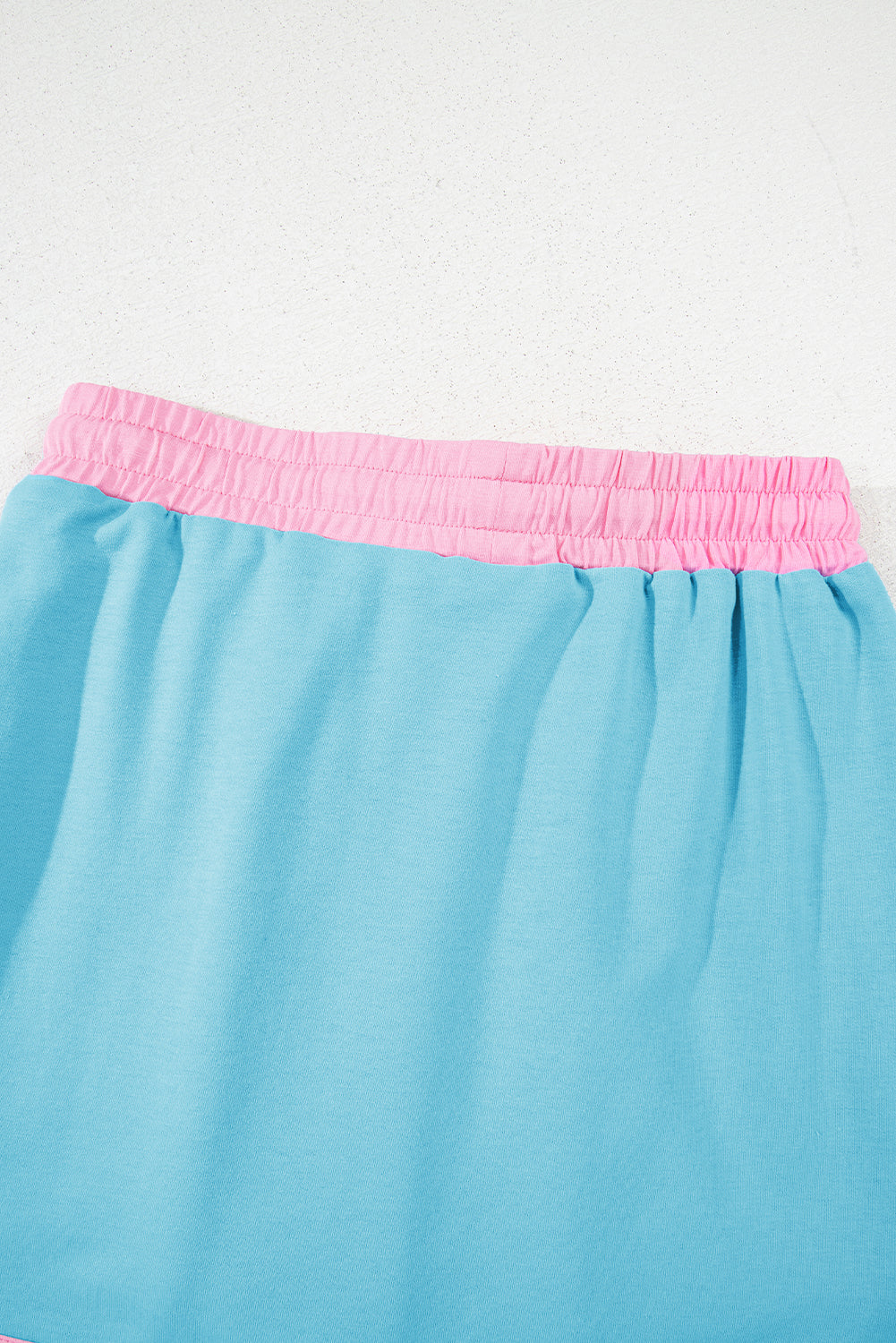 Turquoise Colorblock Edge Drop Shoulder T Shirt and Skirt 2Pcs Set-Two Piece Sets/Two Piece Dresses-[Adult]-[Female]-2022 Online Blue Zone Planet