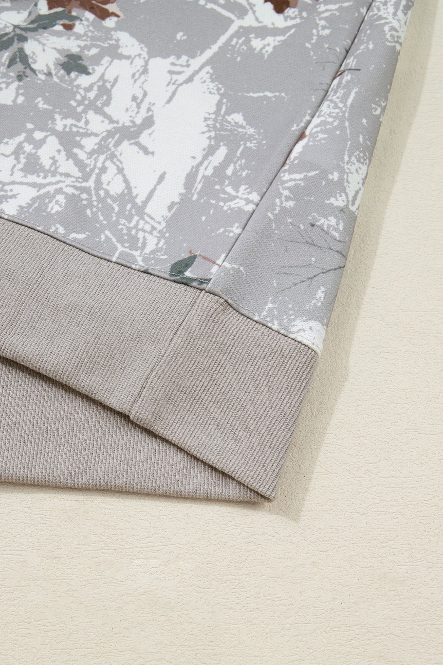 Gray Maple Leaf Camo Print Varsity Striped Sleeve Casual Sweatshirt-Tops/Sweatshirts & Hoodies-[Adult]-[Female]-2022 Online Blue Zone Planet