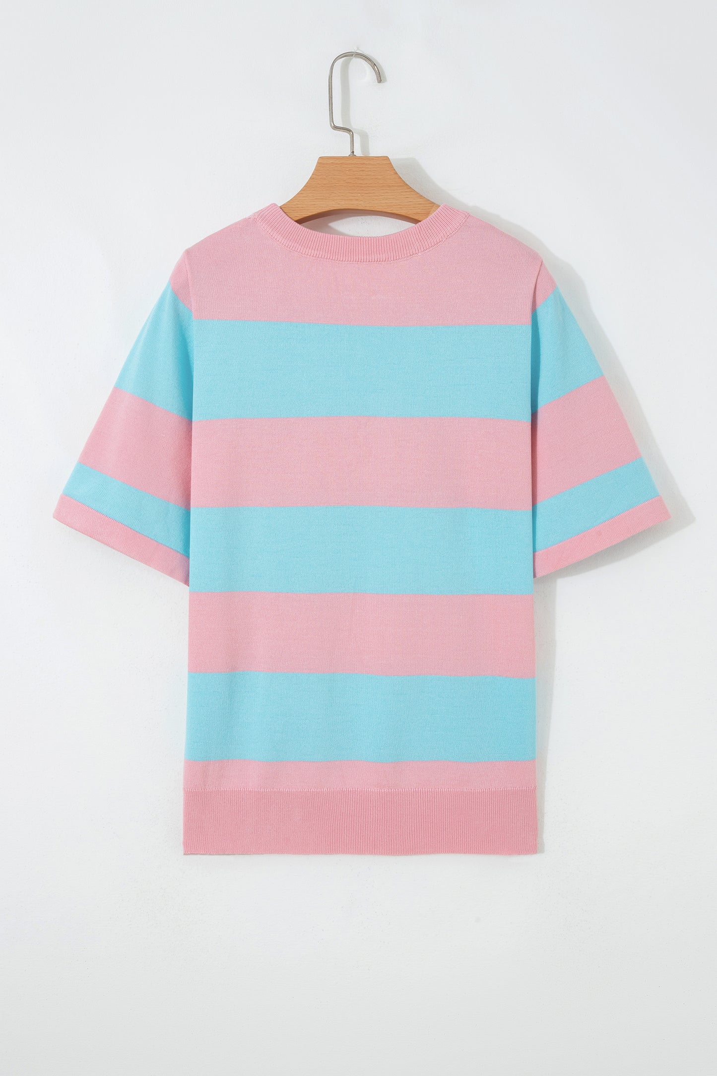 Black Stripe Colorblock Striped Knitted T Shirt-TOPS / DRESSES-[Adult]-[Female]-2022 Online Blue Zone Planet