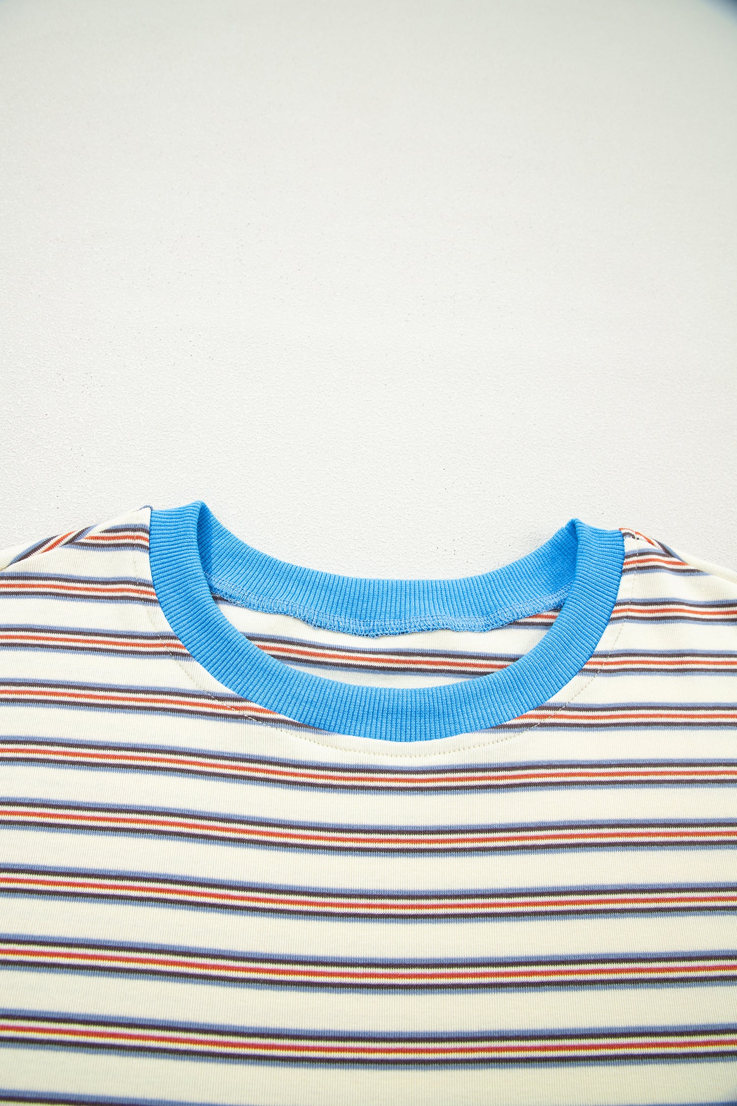 White Stripe Drop Shoulder Cuffed Sleeve Loose Tunic T Shirt Mini Dress-TOPS / DRESSES-[Adult]-[Female]-2022 Online Blue Zone Planet