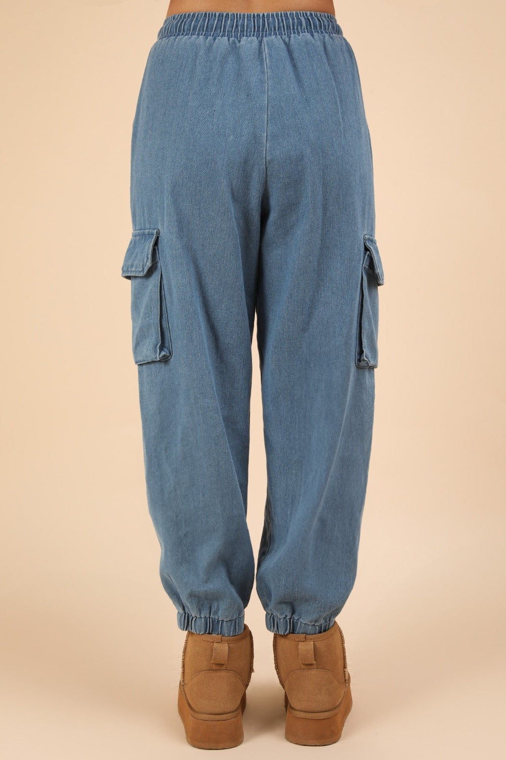 VERY J Washed Drawstring Jogger Cargo Jeans-BOTTOMS SIZES SMALL MEDIUM LARGE-[Adult]-[Female]-2022 Online Blue Zone Planet