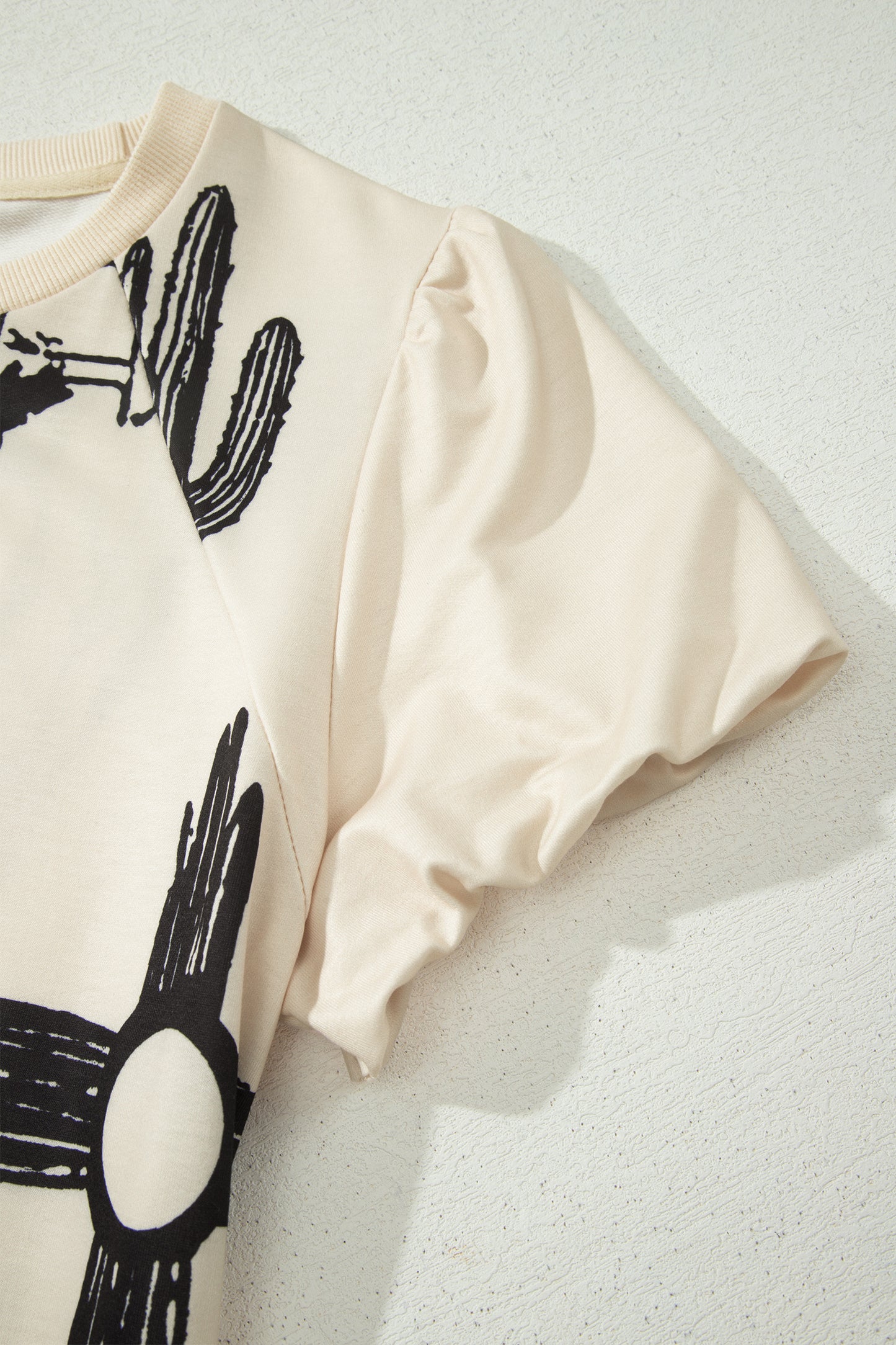 Beige Retro Western Print T Shirt-Tops/Tops & Tees-[Adult]-[Female]-2022 Online Blue Zone Planet