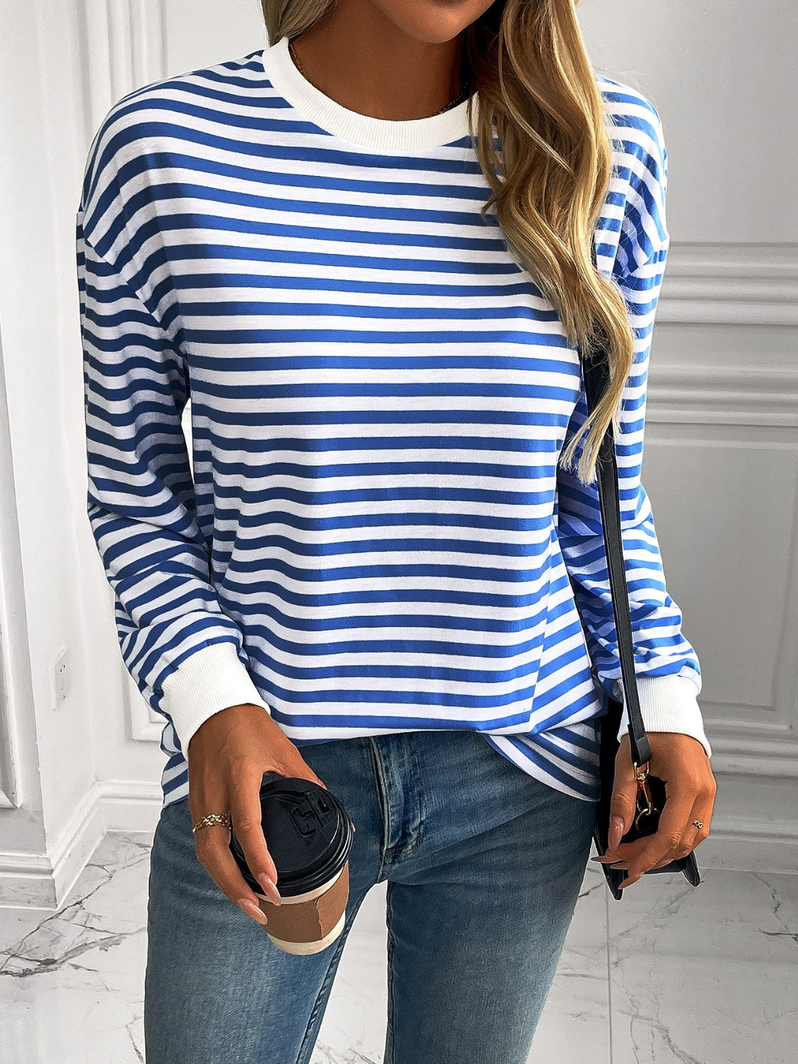 Ivy Lane Striped Round Neck Long Sleeve Sweatshirt-TOPS / DRESSES-[Adult]-[Female]-2022 Online Blue Zone Planet