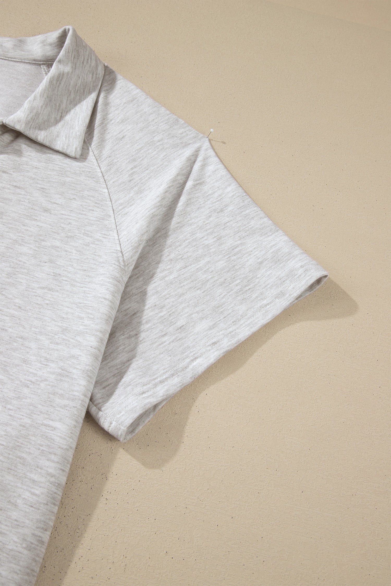 Light Grey Plus Size Solid V-Neck Short Sleeve Elastic Waist Two-Piece Set-Plus Size/Plus Size Loungewear-[Adult]-[Female]-2022 Online Blue Zone Planet