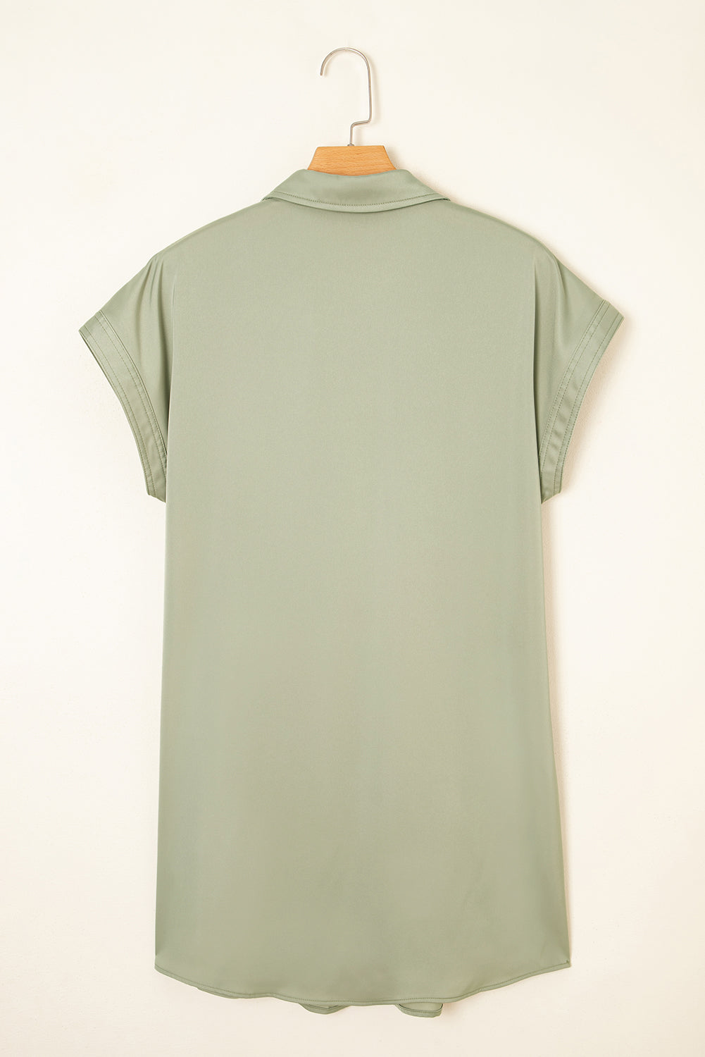Laurel Green Buttoned Collar Shift T-Shirt Mini Dress-Dresses/Mini Dresses-[Adult]-[Female]-2022 Online Blue Zone Planet