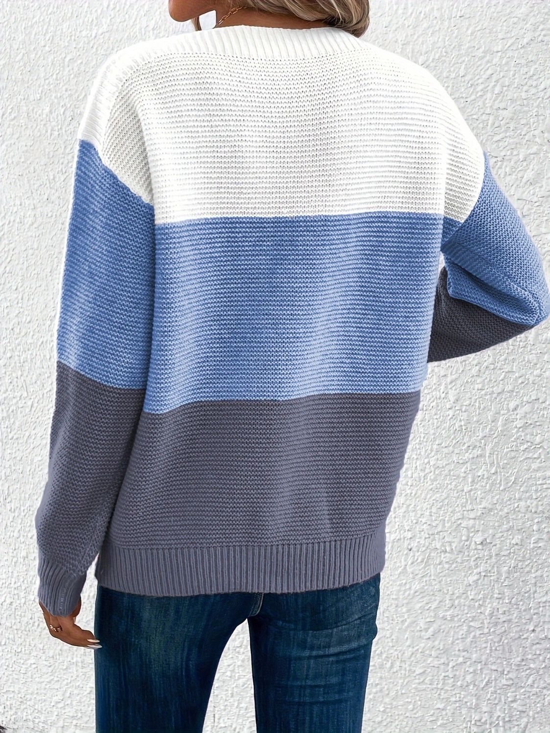 Blue Zone Planet | Color Block Boat Neck Sweater-TOPS / DRESSES-[Adult]-[Female]-2022 Online Blue Zone Planet