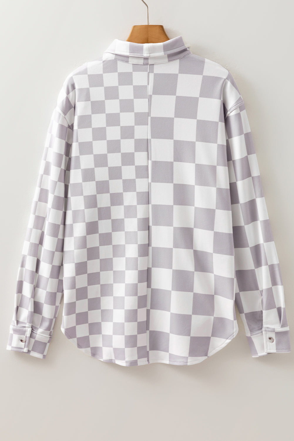 Khaki Checkerboard Flap Pocket Button Front Shacket-Outerwear/Plaid Shackets-[Adult]-[Female]-2022 Online Blue Zone Planet