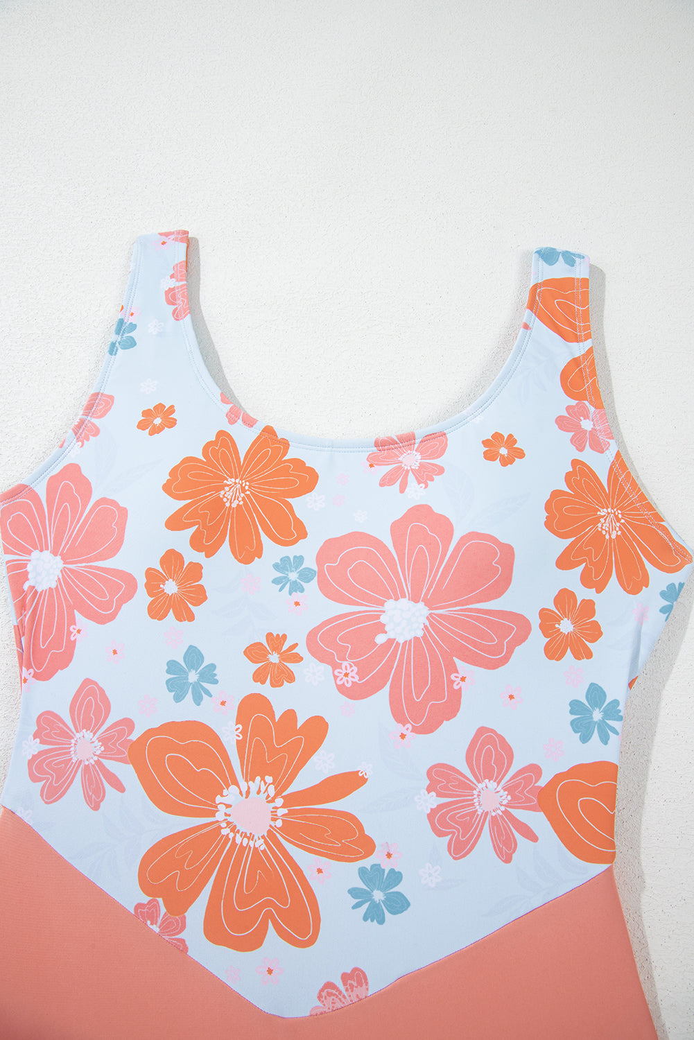 Orange Floral Patchwork Backless One Piece Swimsuit-One-Piece-[Adult]-[Female]-2022 Online Blue Zone Planet
