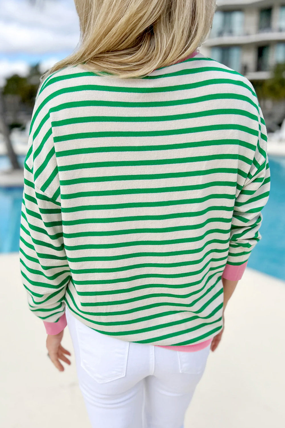 Bright Green Striped Sequin Clover Graphic Colorblock Long Sleeve St Patrick Top-Graphic/Graphic Long Sleeve Tees-[Adult]-[Female]-2022 Online Blue Zone Planet