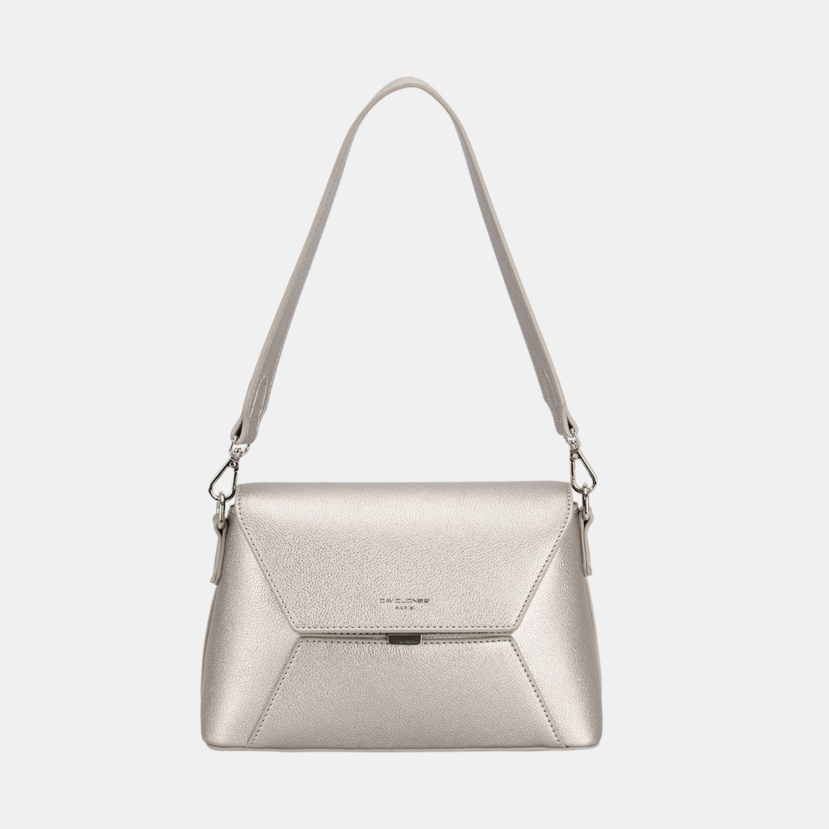 David Jones PU Leather Envelope Design Shoulder Bag-HANDBAGS-[Adult]-[Female]-D.Silver-One Size-2022 Online Blue Zone Planet