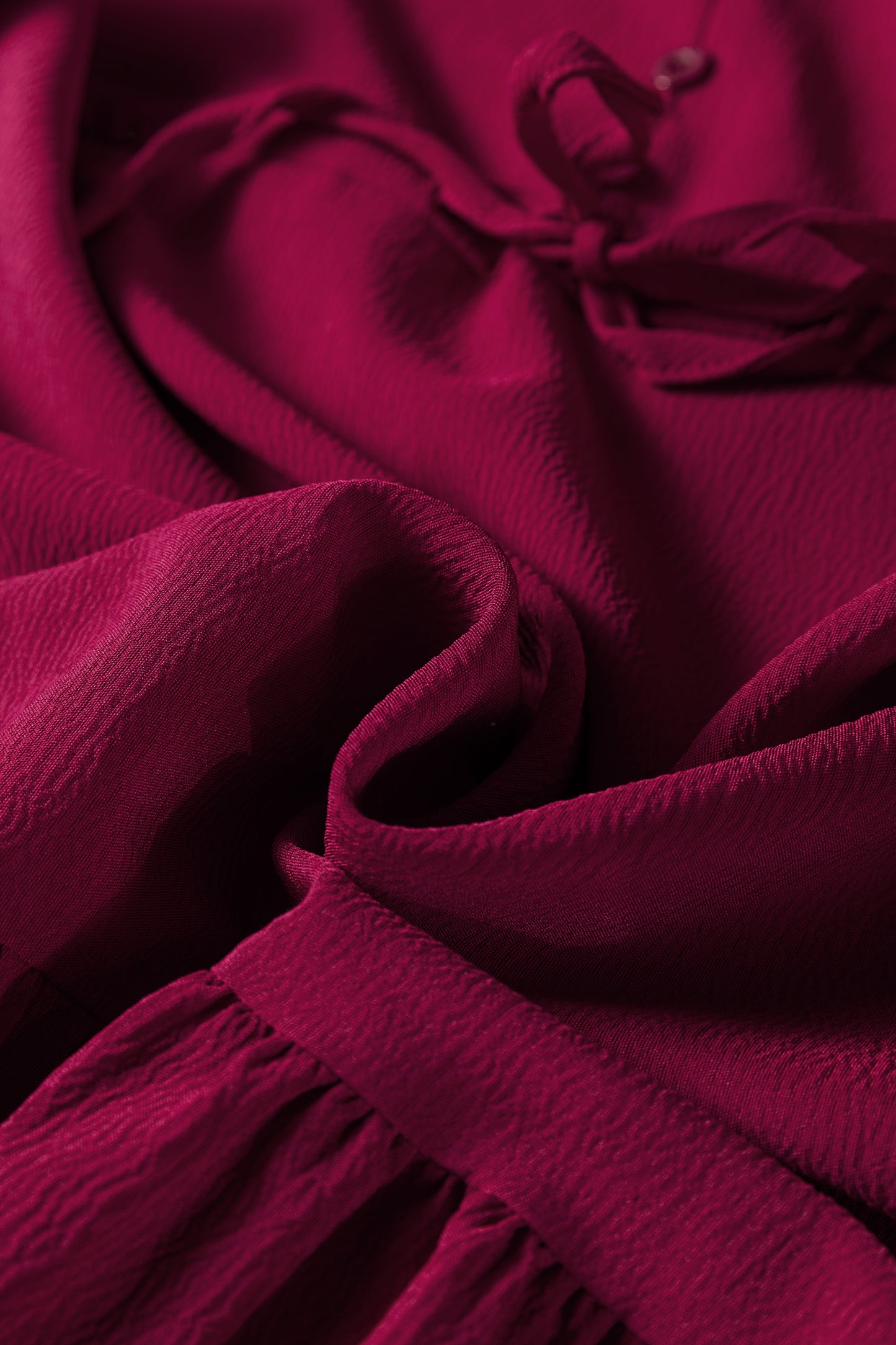 Burgundy Solid Long Sleeve Button V Neck Tiered Maxi Dress-TOPS / DRESSES-[Adult]-[Female]-2022 Online Blue Zone Planet