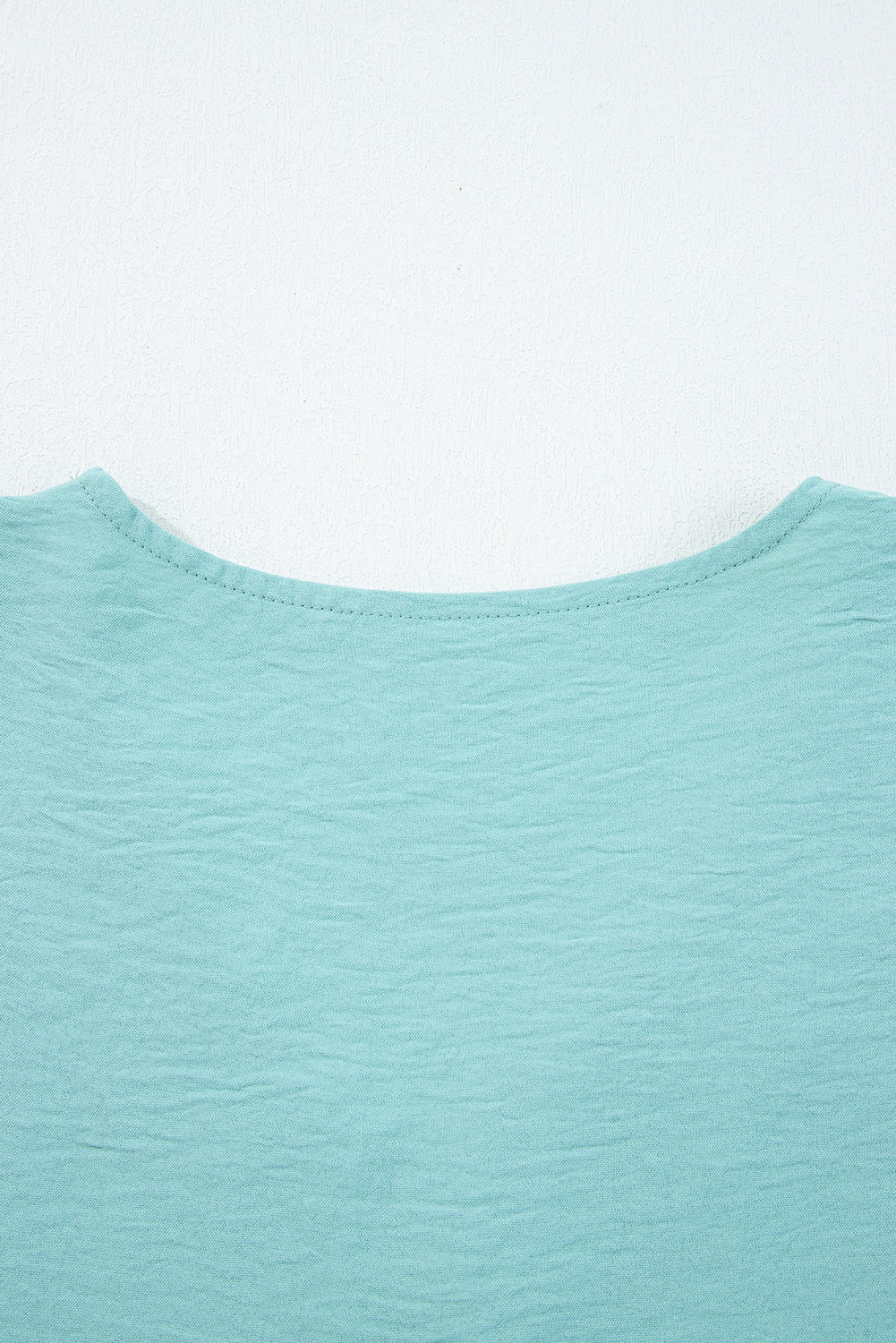 Moonlight Jade Frilled V Neckline Bracelet Sleeve Crinkled Blouse-Bracelet-[Adult]-[Female]-2022 Online Blue Zone Planet