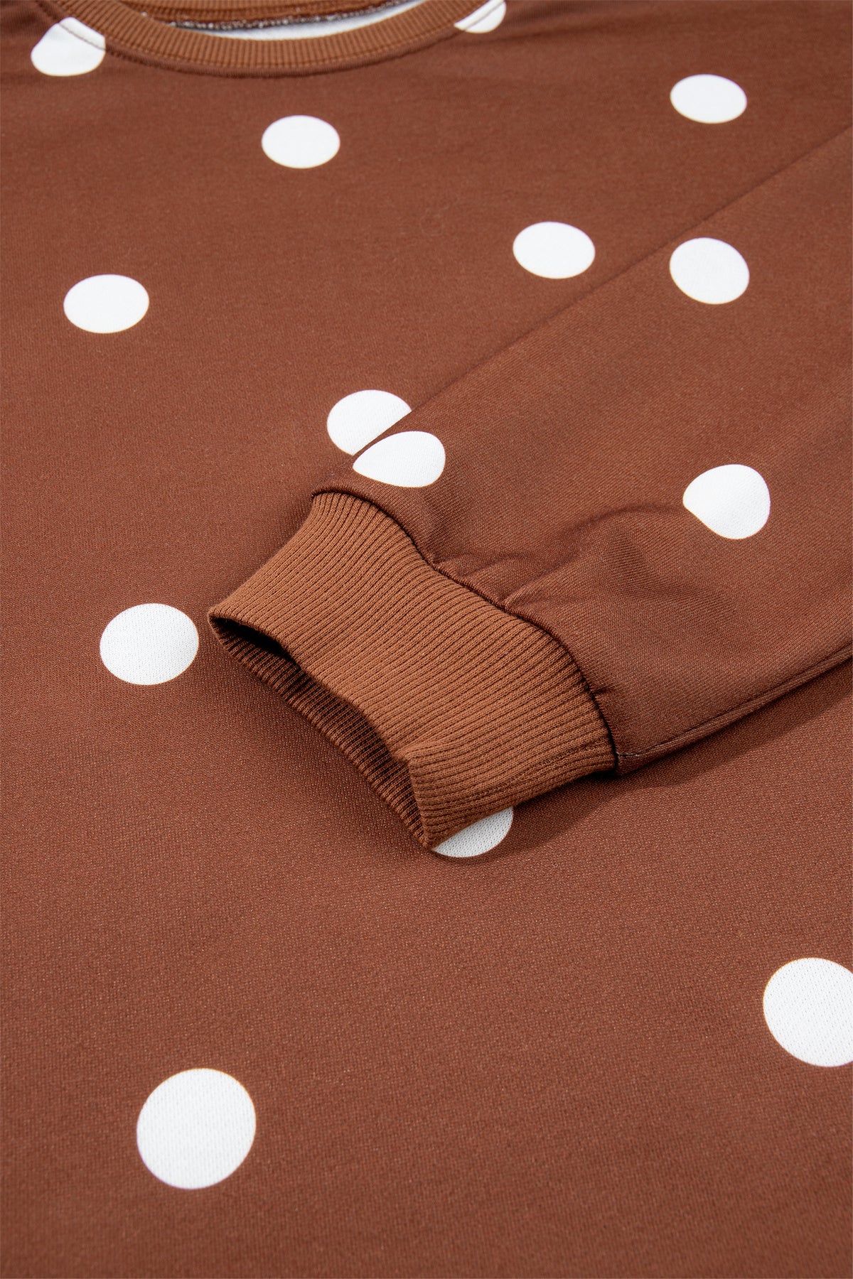 Brown Polka Dot Raw Hem Relaxed Pullover Loose Skort Two Piece Set-Two Piece Sets/Short Sets-[Adult]-[Female]-2022 Online Blue Zone Planet