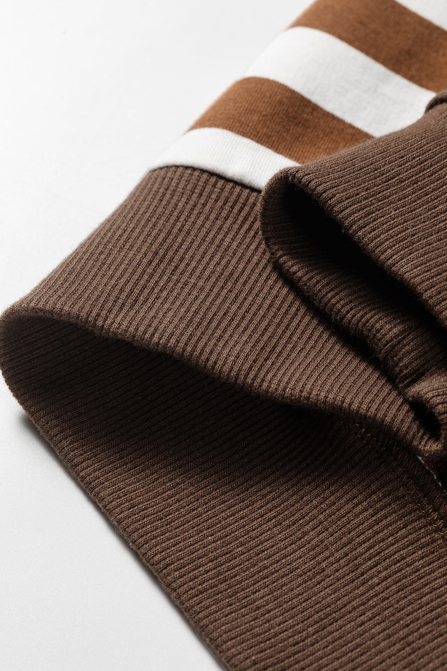 Brown Stripe Exposed Seam Color Block Patchwork Button Placket Sweatshirt-Tops/Sweatshirts & Hoodies-[Adult]-[Female]-2022 Online Blue Zone Planet