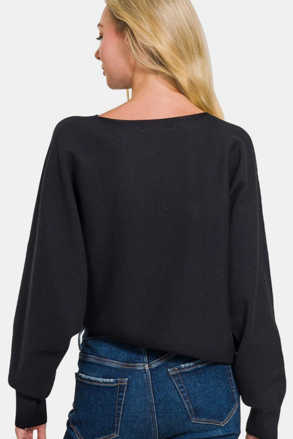 Zenana Asymmetric Hem Long Sleeve Sweater-TOPS / DRESSES-[Adult]-[Female]-2022 Online Blue Zone Planet