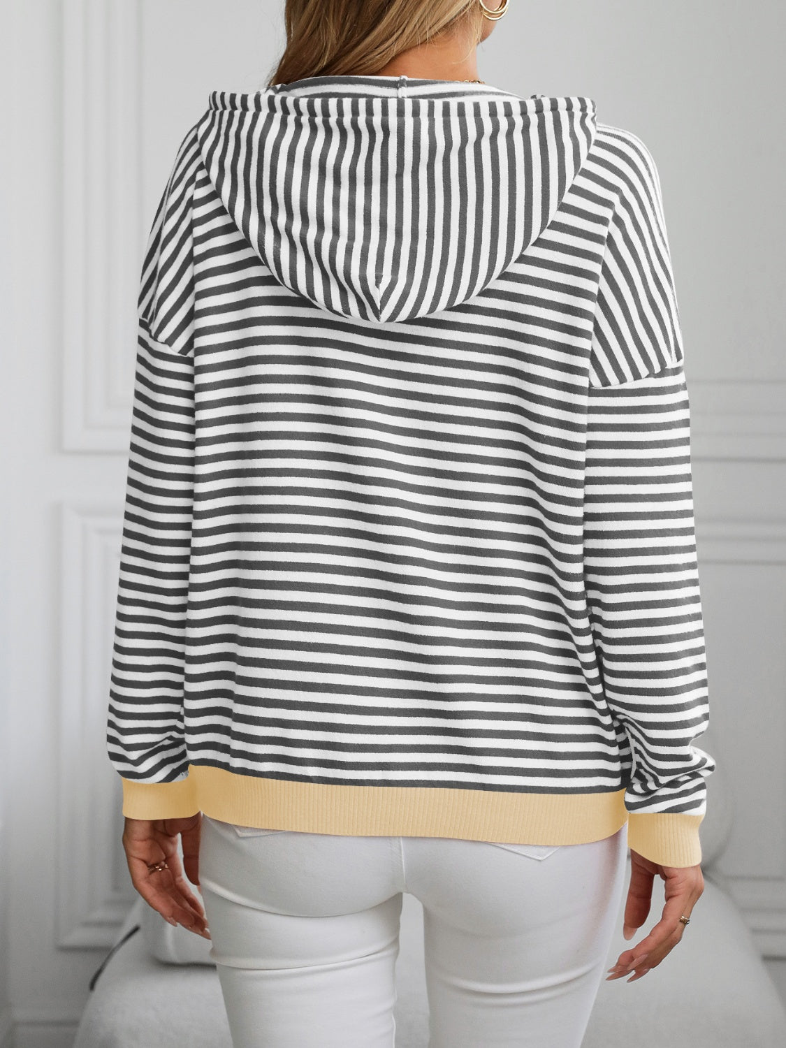 Blue Zone Planet | Mandy Striped Long Sleeve Hooded Knit Top-TOPS / DRESSES-[Adult]-[Female]-2022 Online Blue Zone Planet