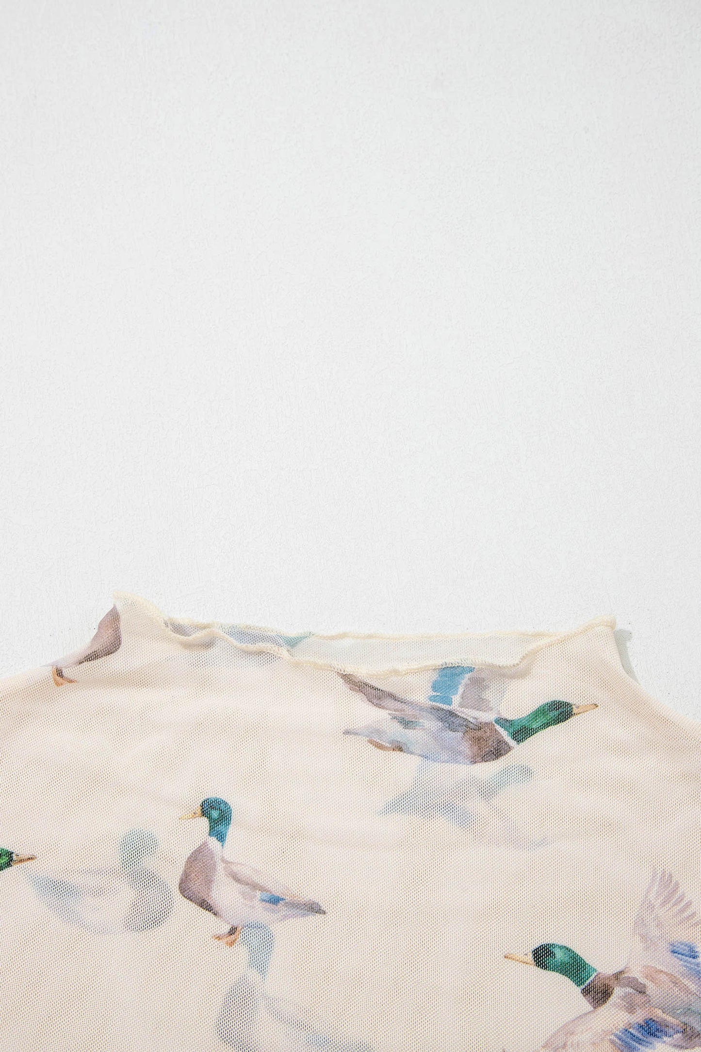 Beige Mallard Sheer Mesh Short Sleeve Top-Tops/Tops & Tees-[Adult]-[Female]-2022 Online Blue Zone Planet