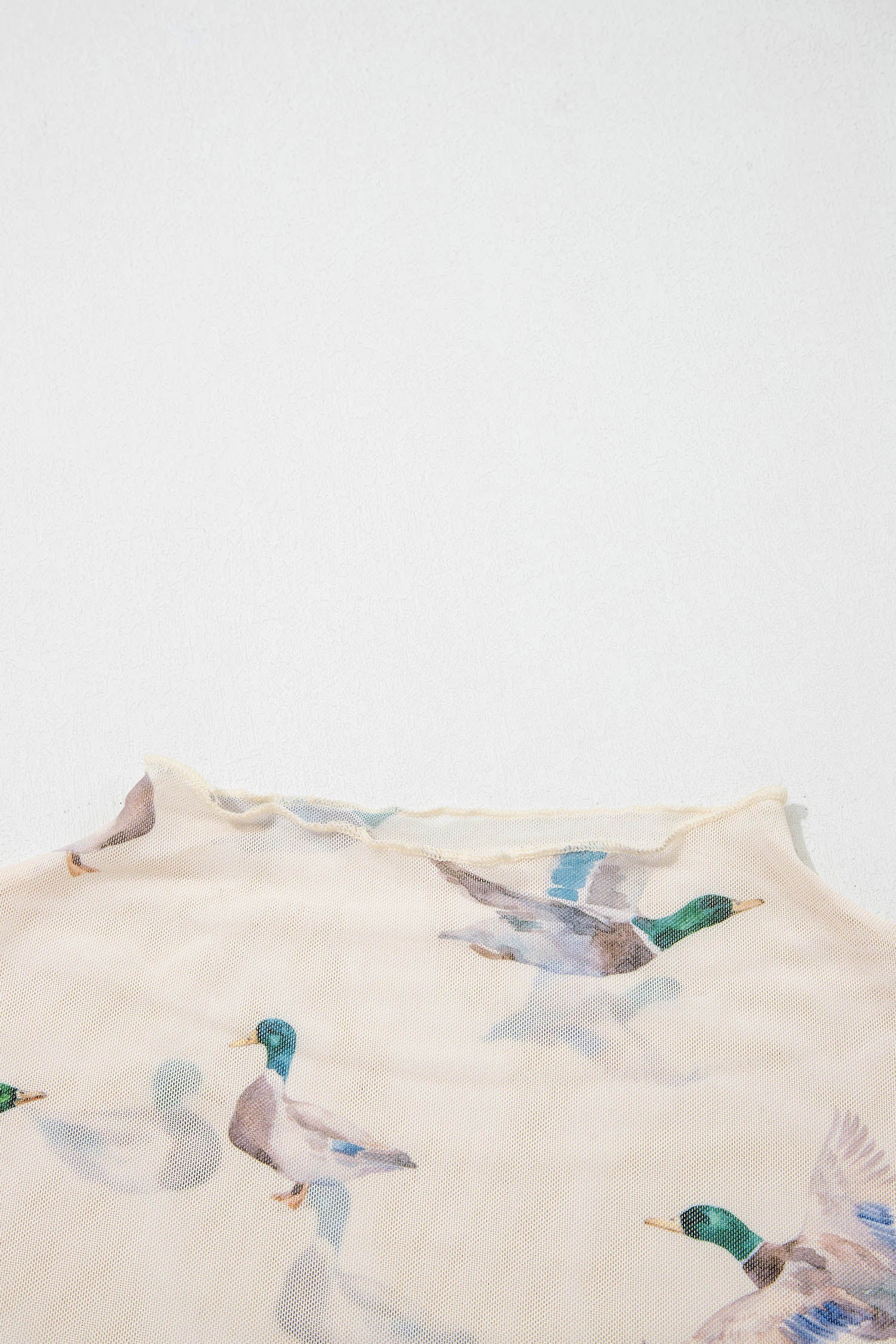Beige Mallard Sheer Mesh Short Sleeve Top-Tops/Tops & Tees-[Adult]-[Female]-2022 Online Blue Zone Planet